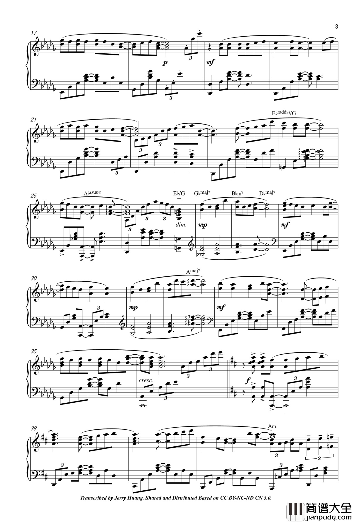 私色ギフト_钢琴谱_第十七话ED/第二十二话插入歌_偶像大师灰姑娘女孩_(TV_SIZE)