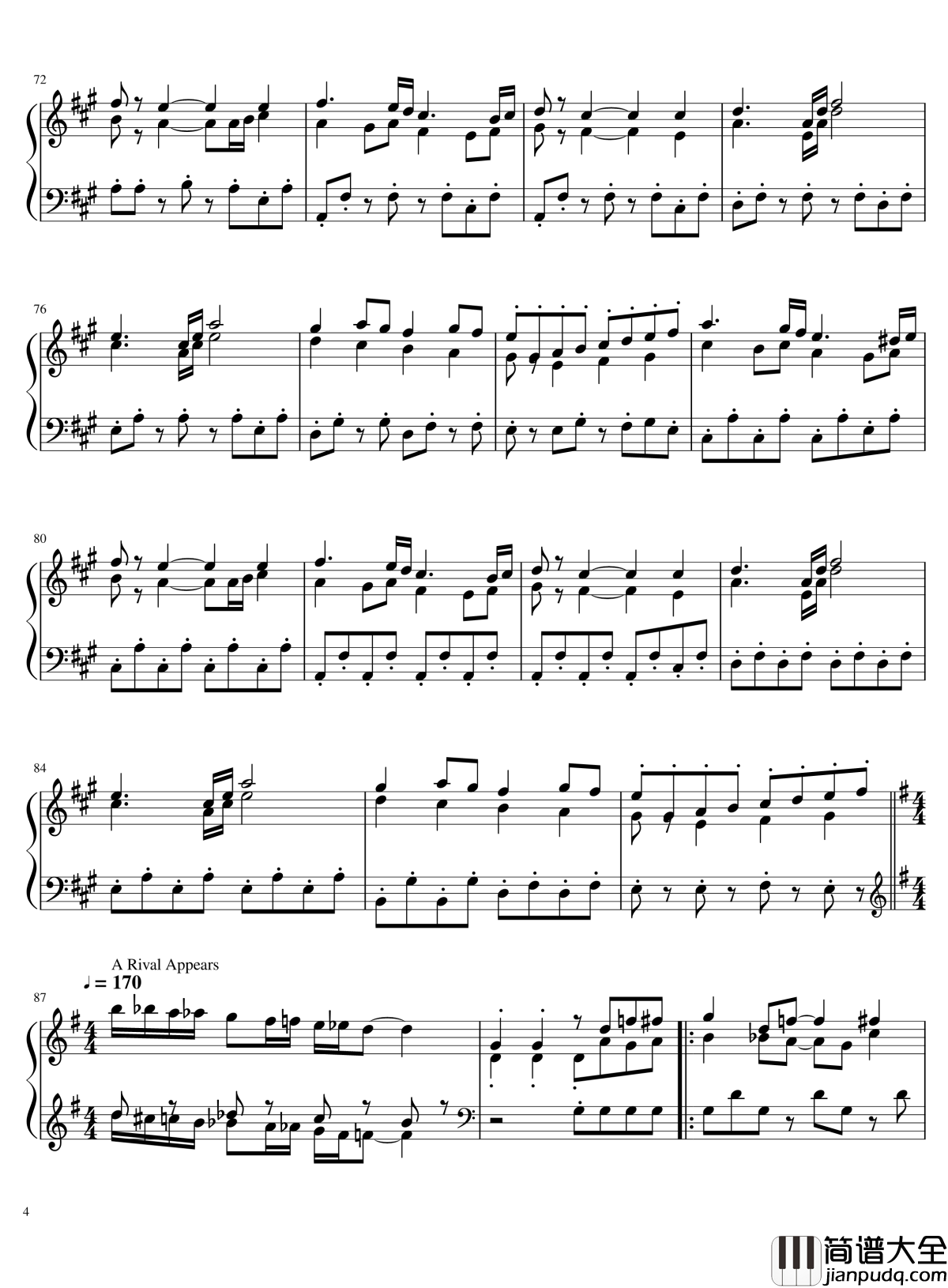 口袋妖怪初代全BGM串烧钢琴谱