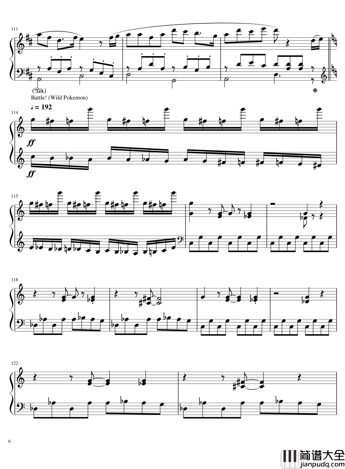 口袋妖怪初代全BGM串烧钢琴谱