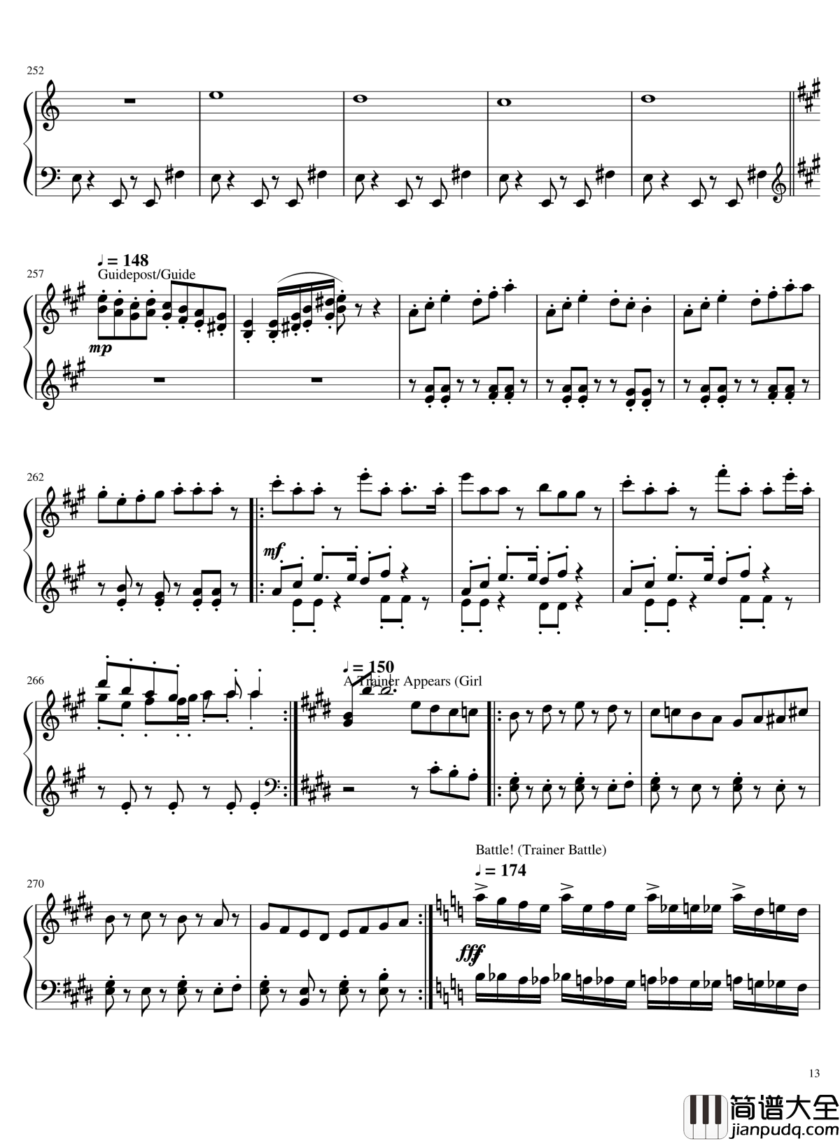 口袋妖怪初代全BGM串烧钢琴谱