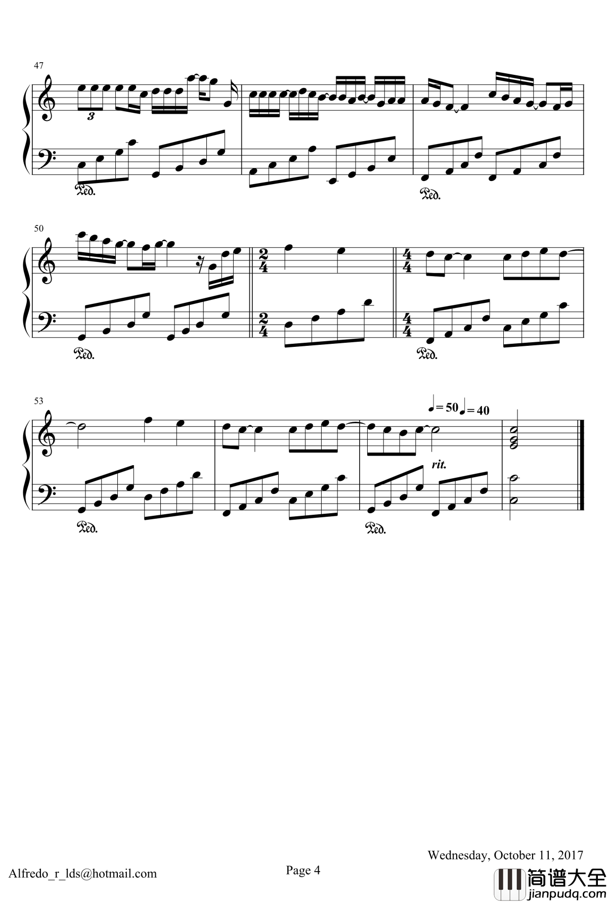 沒有你的十一月钢琴谱_Noviembre_Sin_Ti_yesterday1