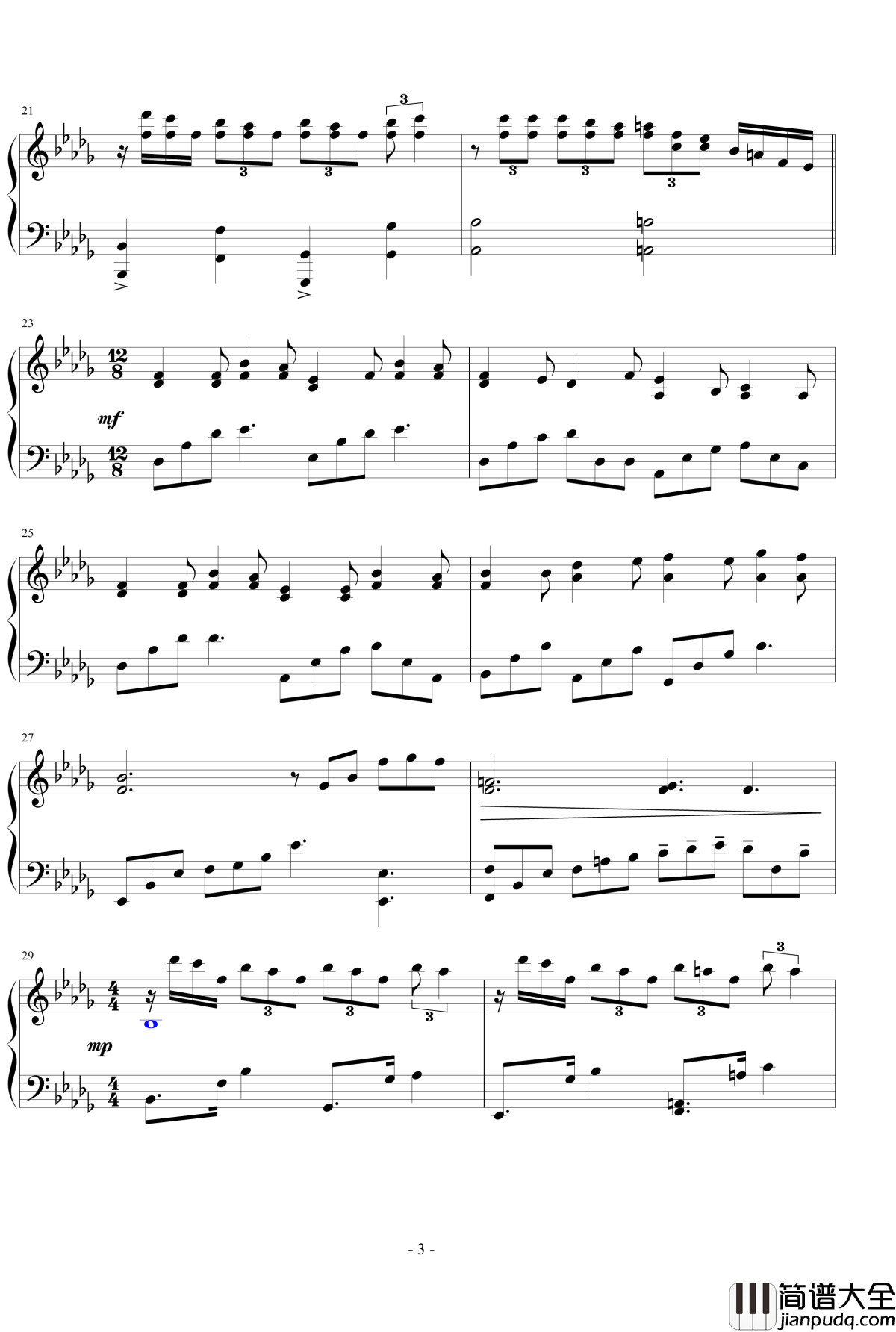 陣雨钢琴谱_前奏曲_王者之喆