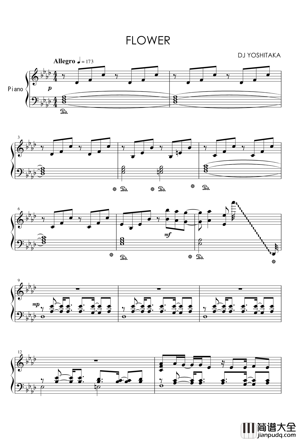 flower钢琴谱_jubeats