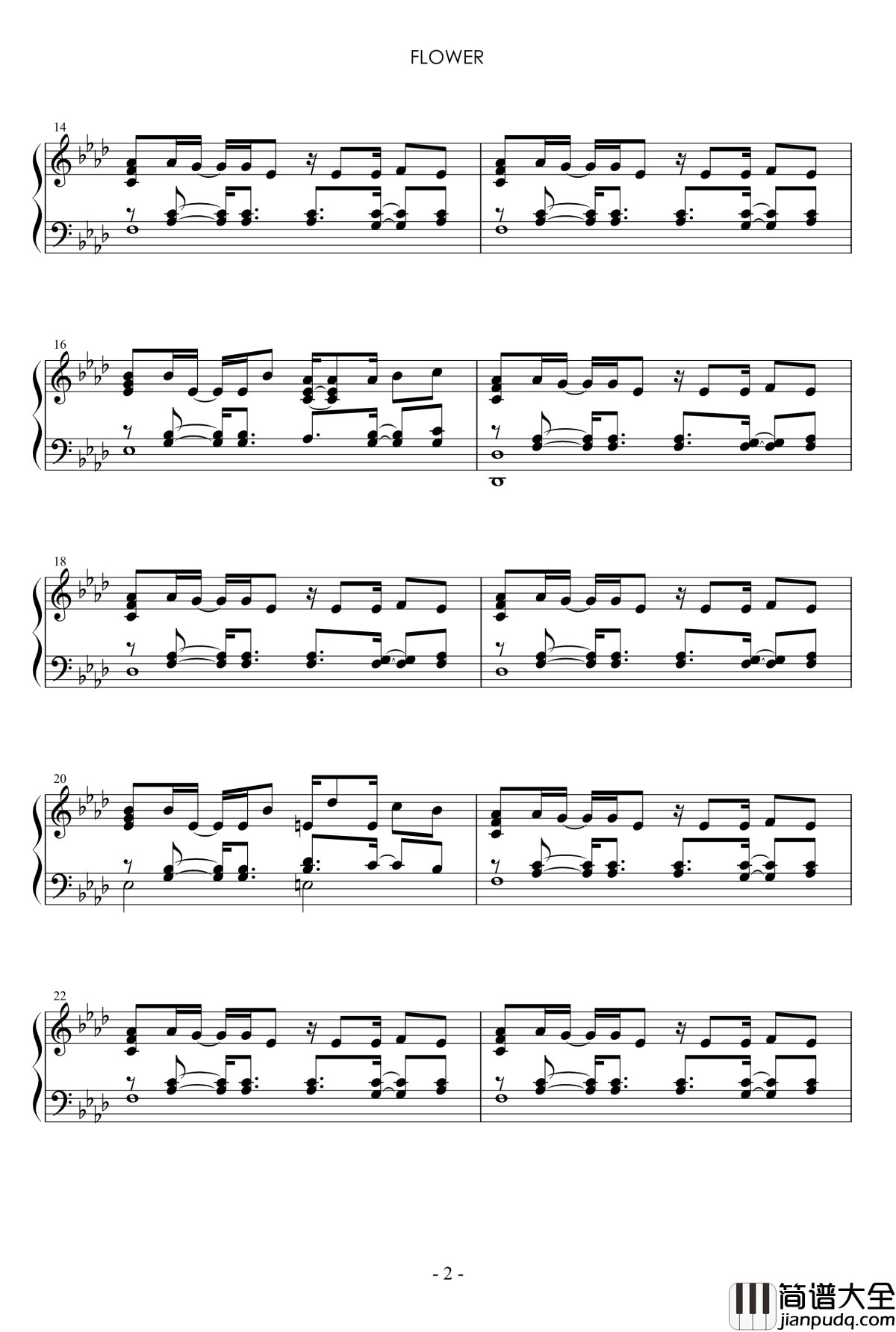 flower钢琴谱_jubeats