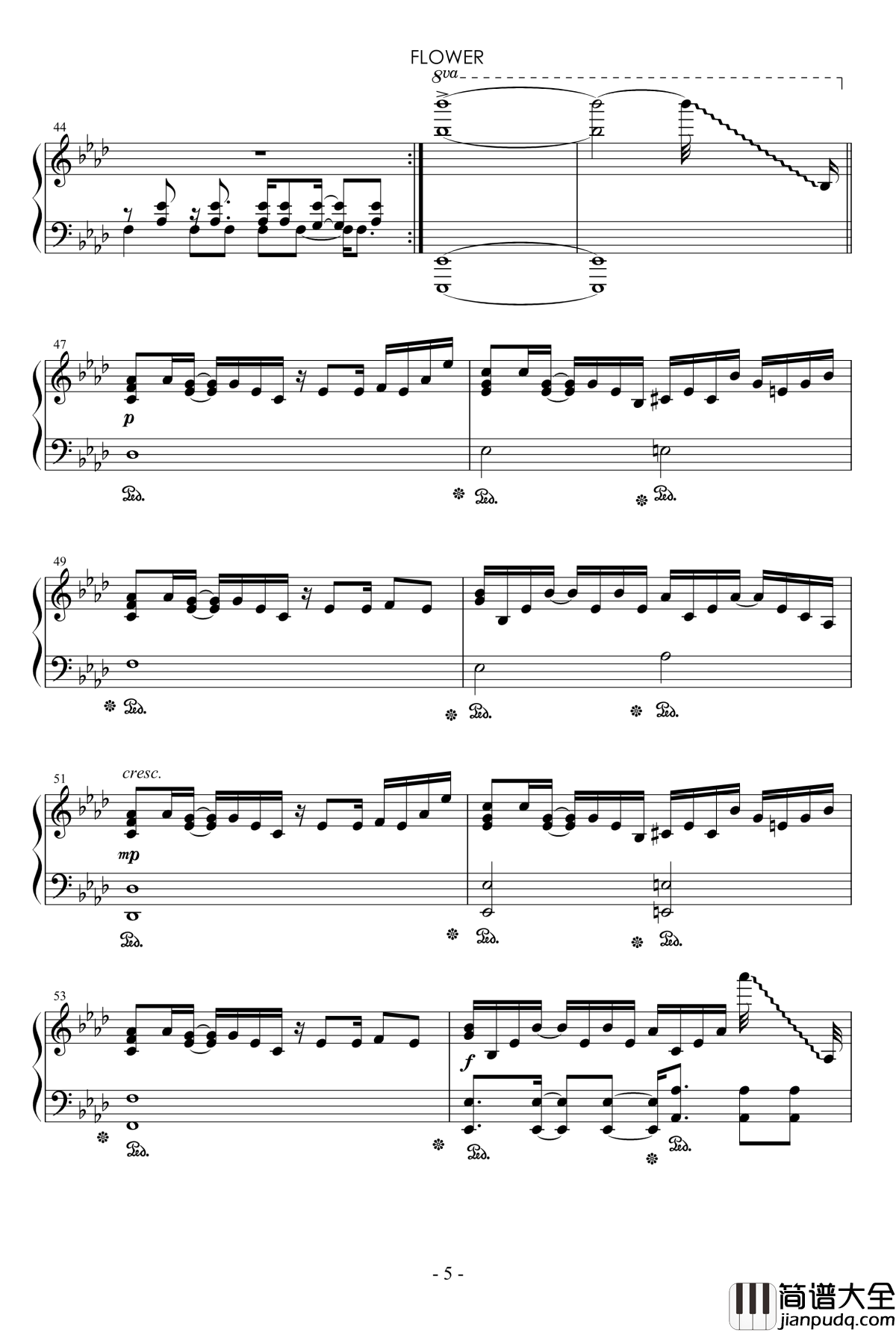 flower钢琴谱_jubeats