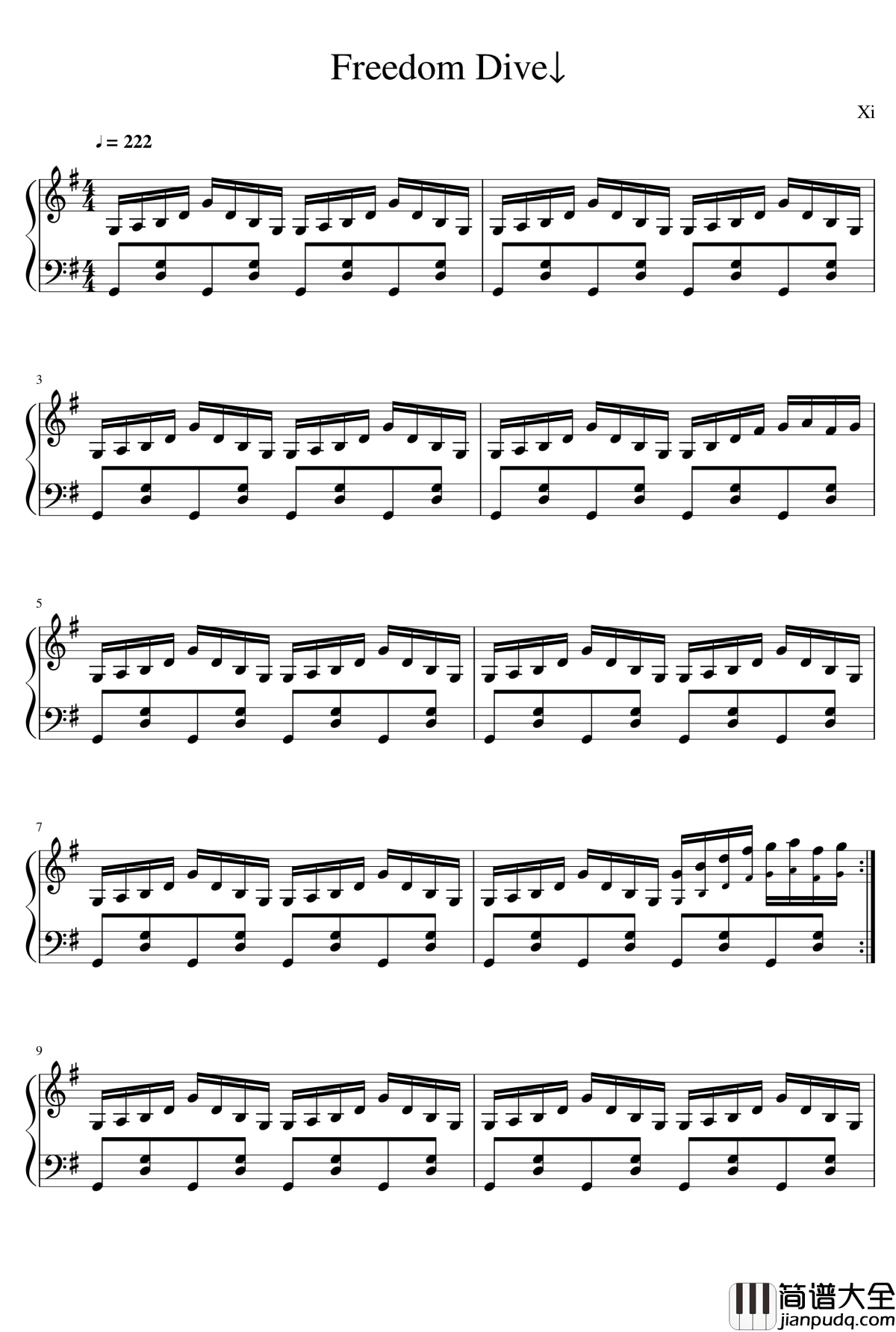 freedom_dive钢琴谱_xi