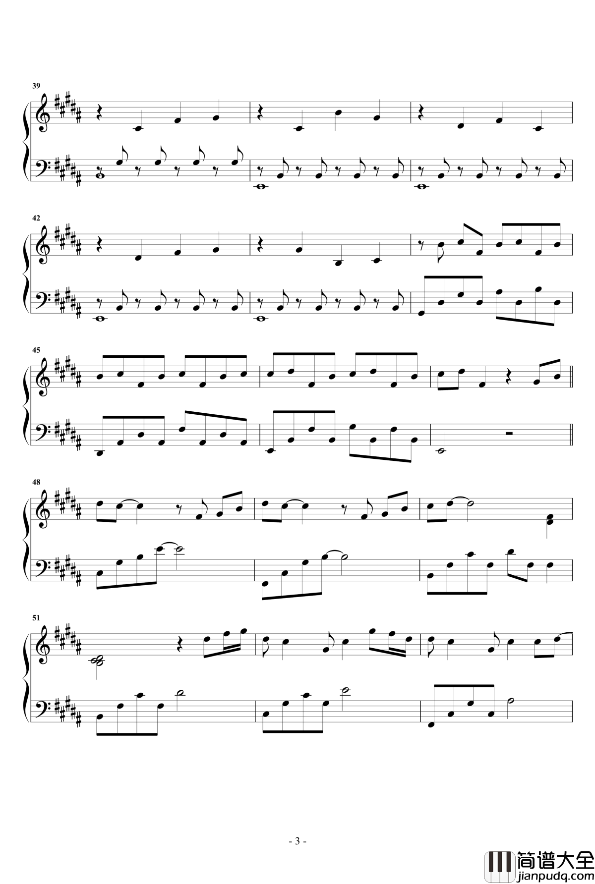 来日方长钢琴谱_薛之谦