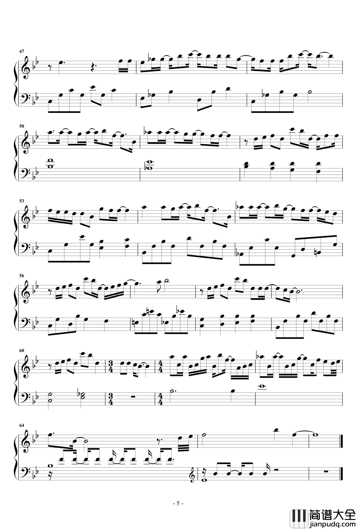 一半一半钢琴谱_弹唱版_张碧晨