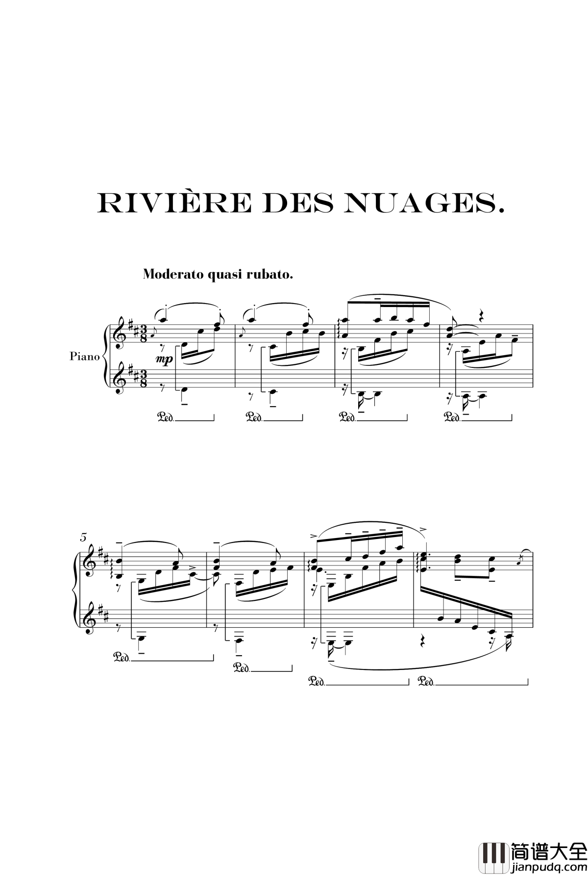彩云河钢琴谱_乐谱重制_佚名
