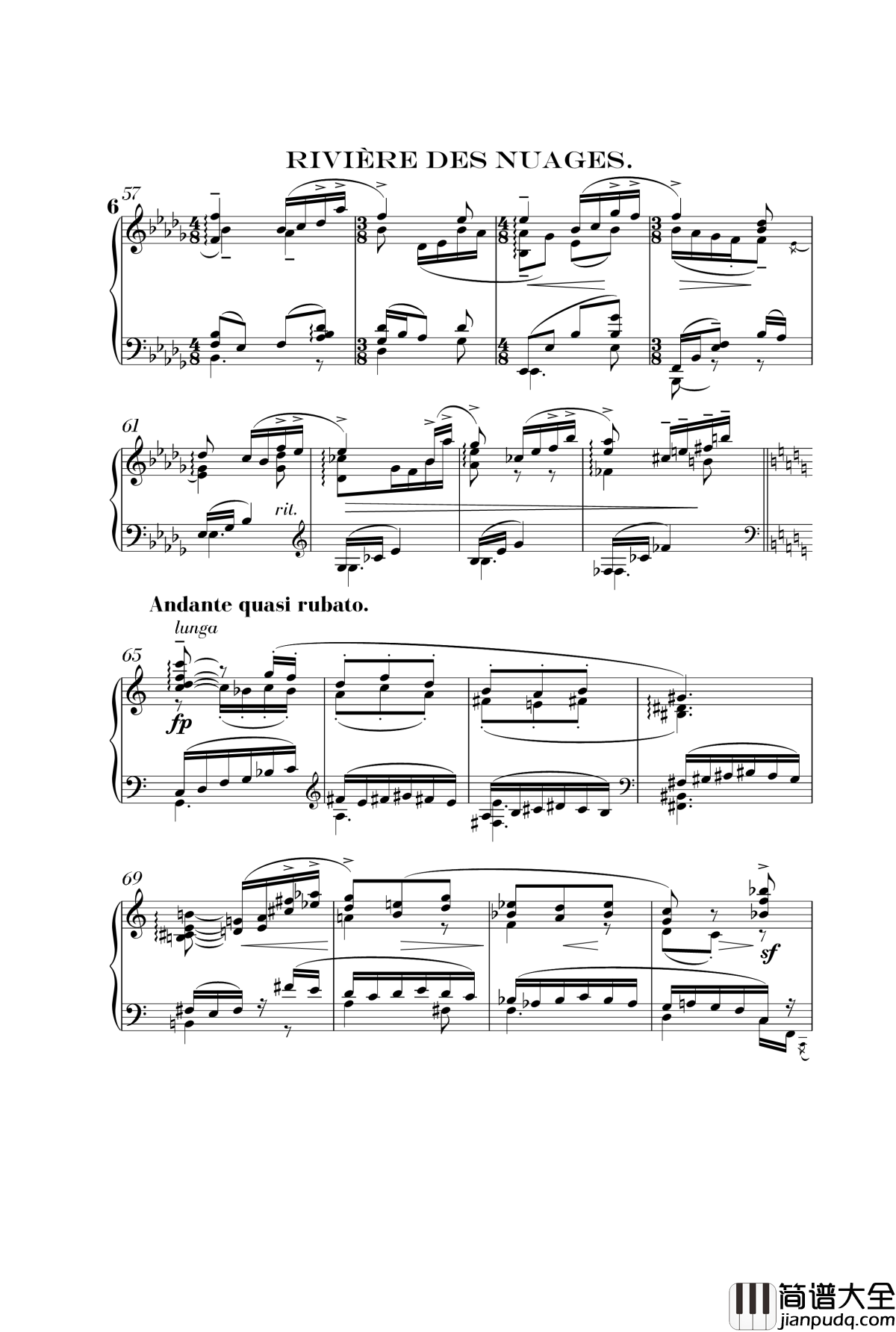 彩云河钢琴谱_乐谱重制_佚名