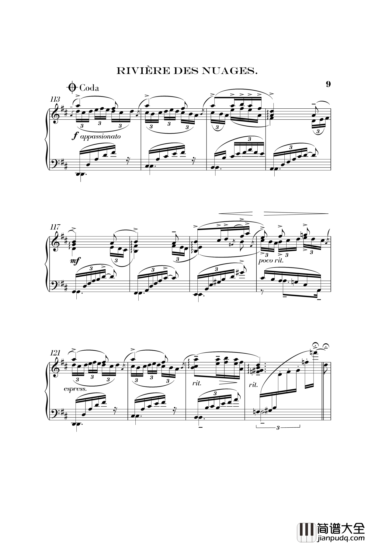 彩云河钢琴谱_乐谱重制_佚名