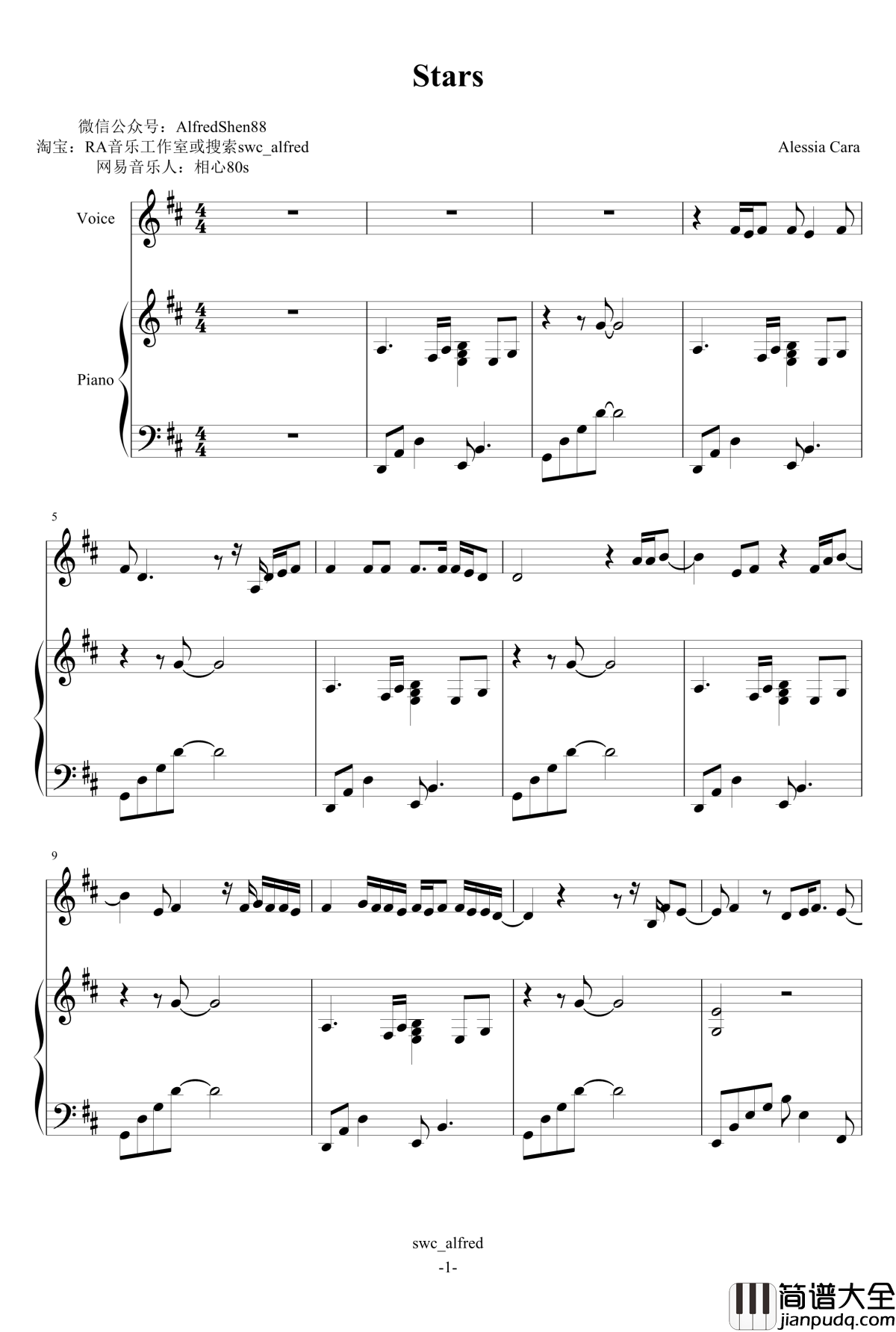Stars钢琴谱_Alessia_Cara