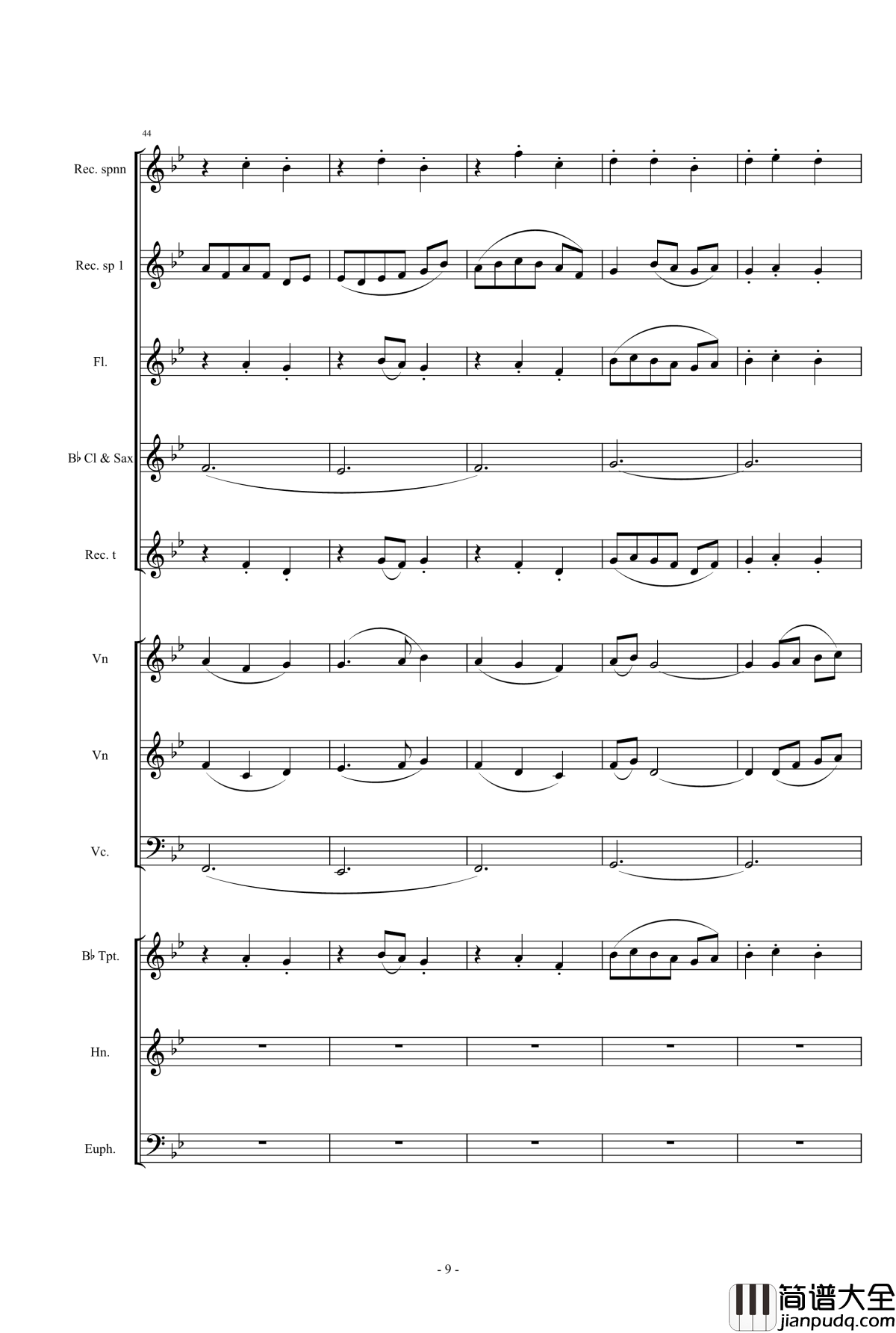 魔法少女小圓钢琴谱_營業的主題_小樂團合奏版