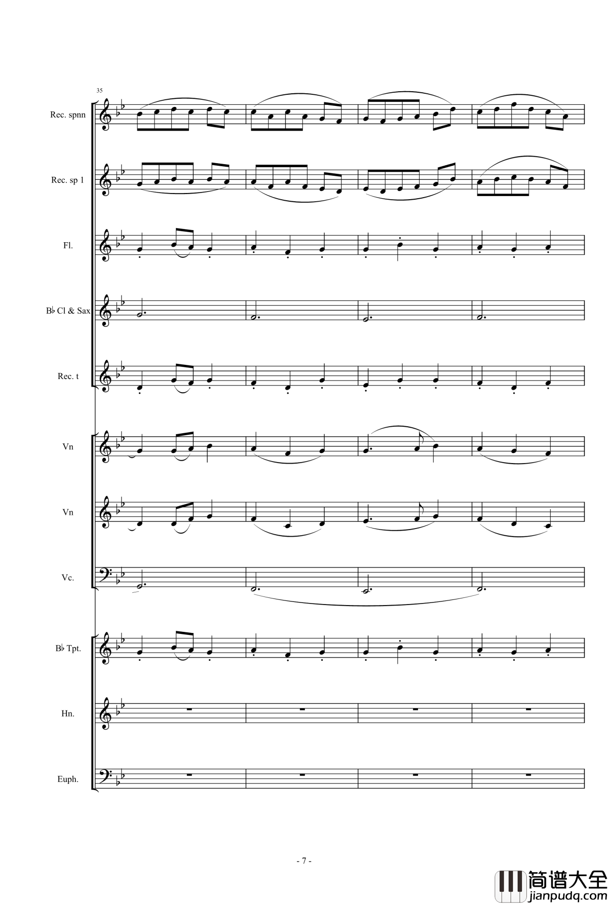 魔法少女小圓钢琴谱_營業的主題_小樂團合奏版