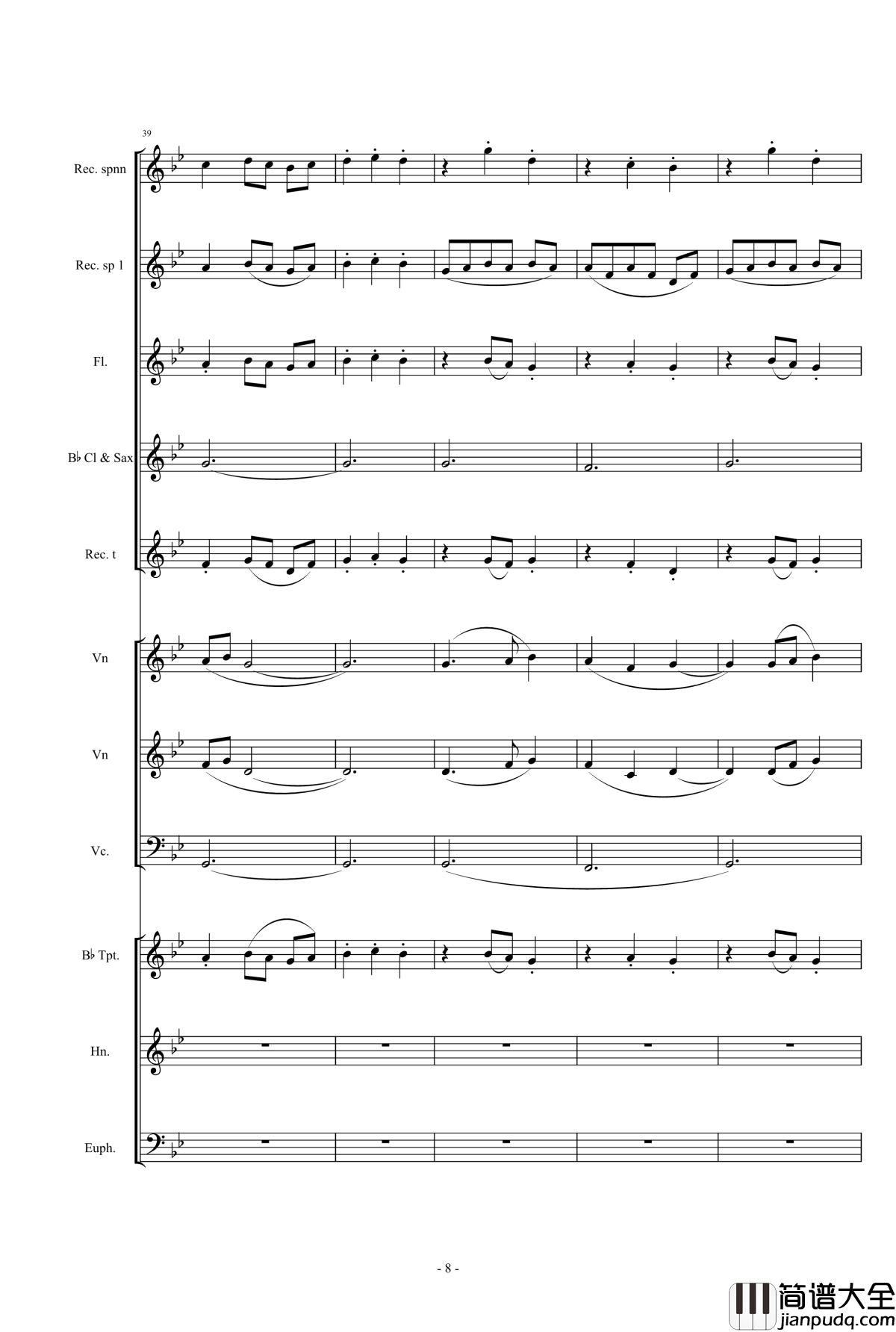 魔法少女小圓钢琴谱_營業的主題_小樂團合奏版