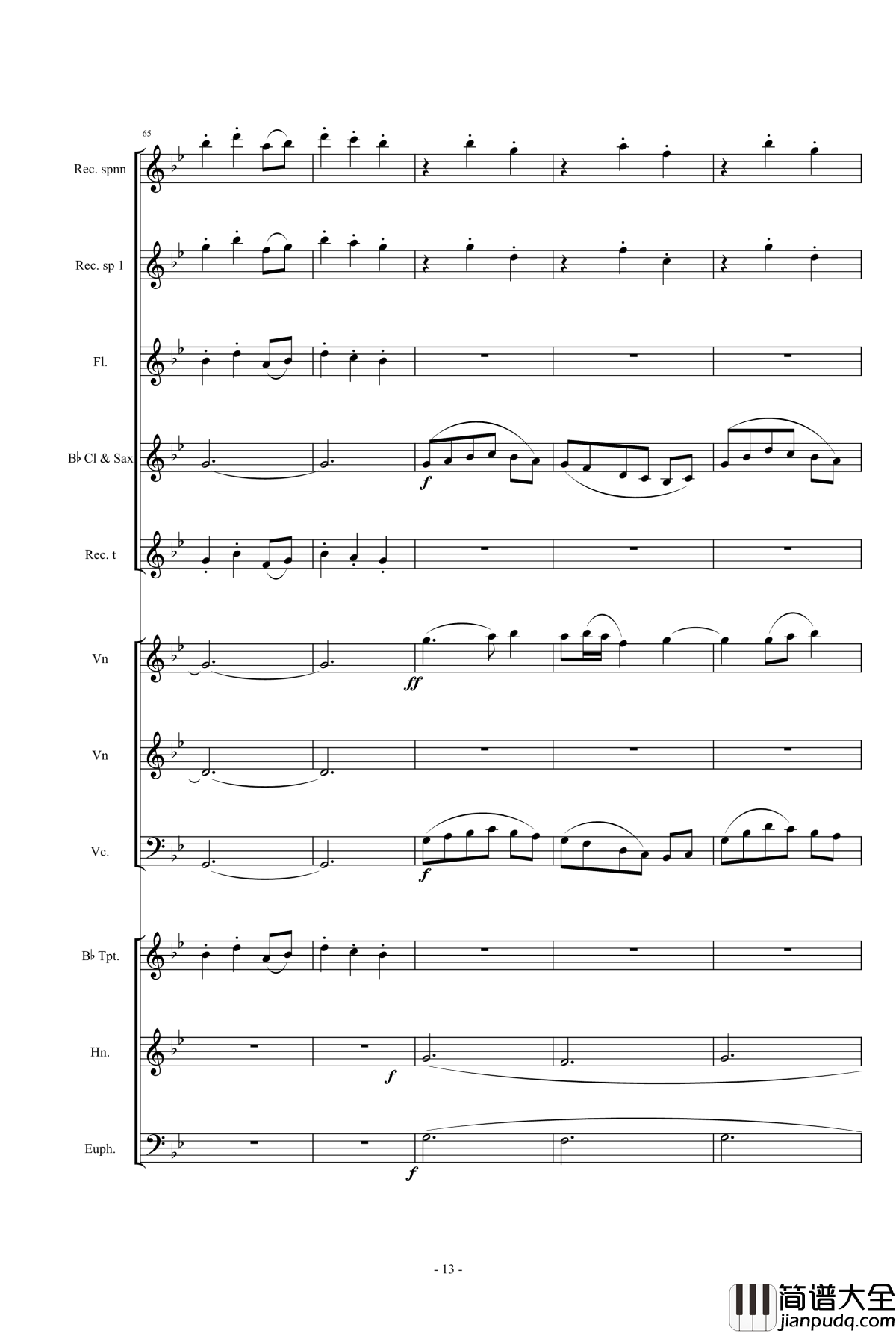 魔法少女小圓钢琴谱_營業的主題_小樂團合奏版