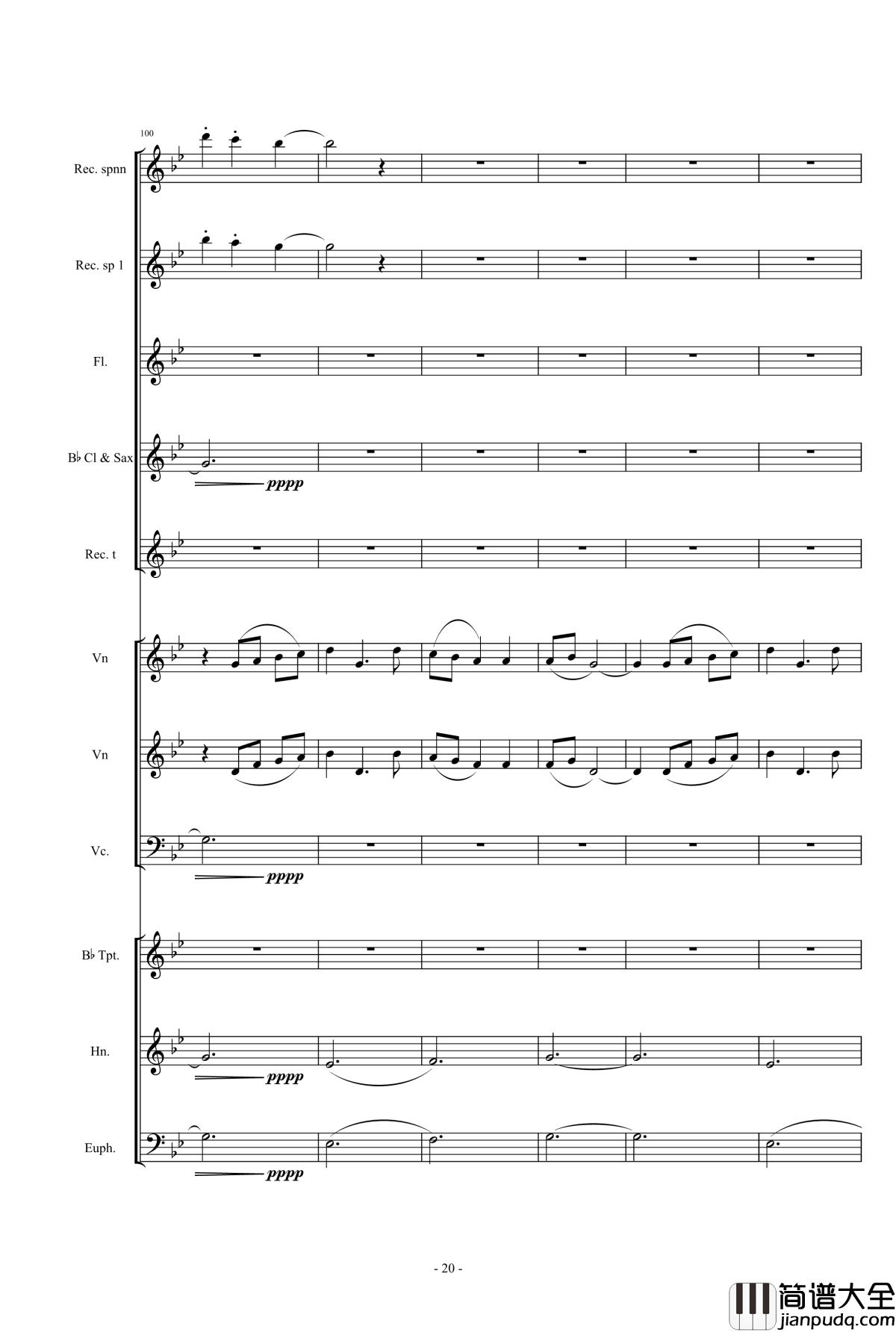 魔法少女小圓钢琴谱_營業的主題_小樂團合奏版