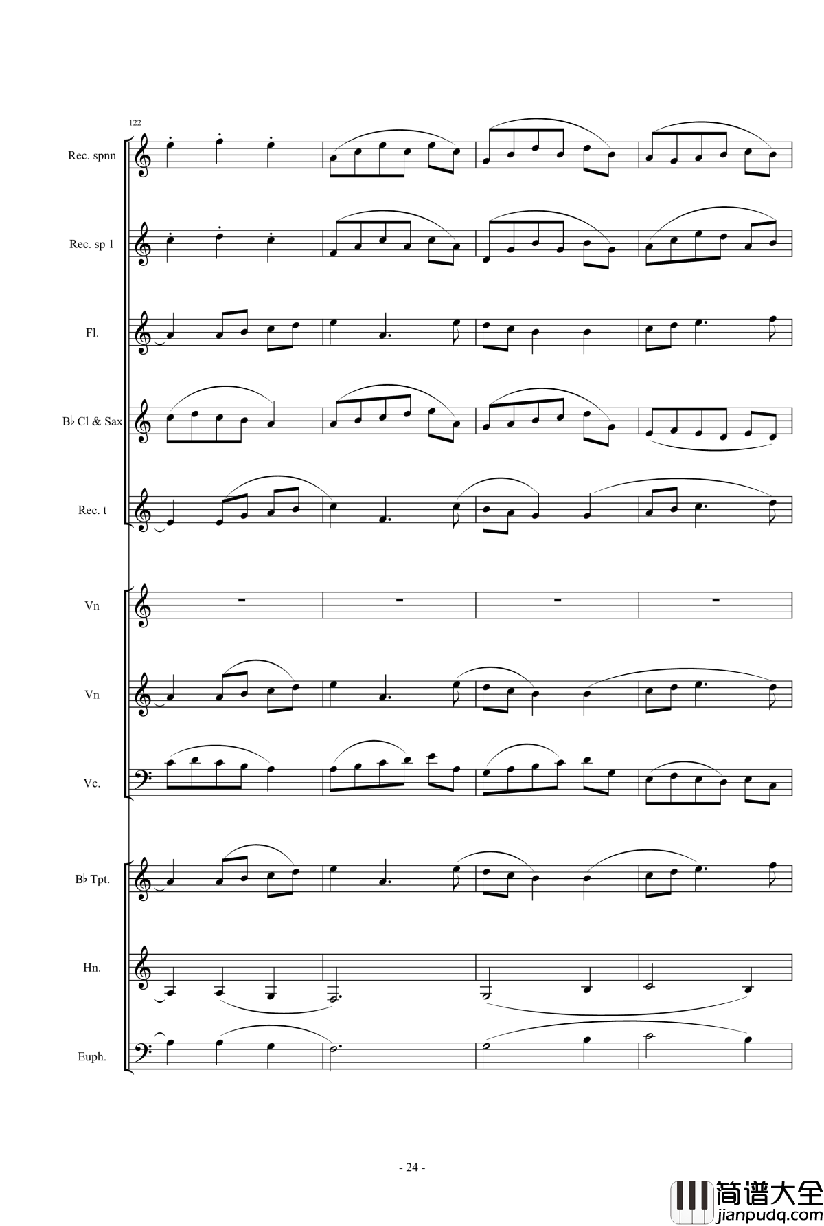 魔法少女小圓钢琴谱_營業的主題_小樂團合奏版