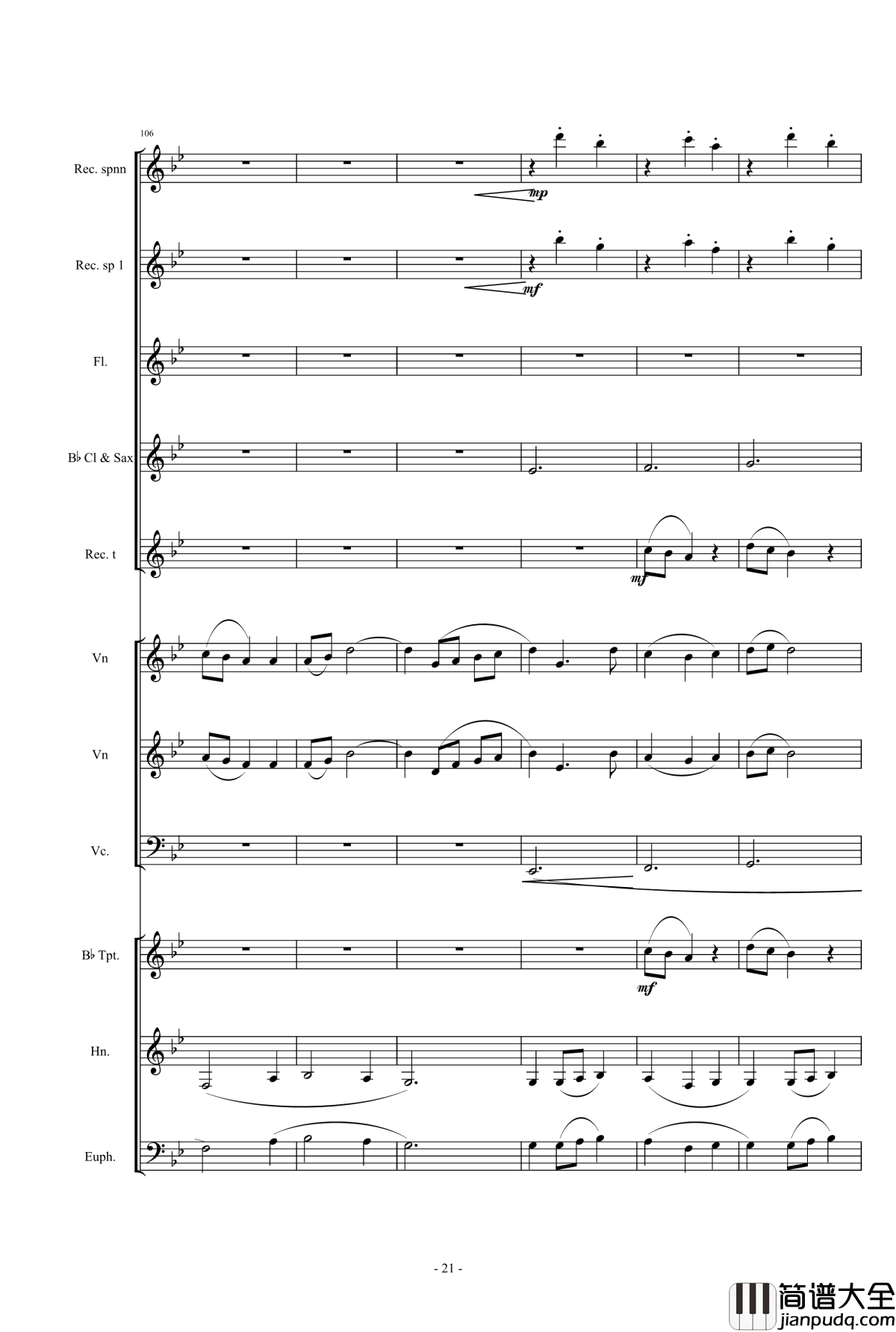 魔法少女小圓钢琴谱_營業的主題_小樂團合奏版