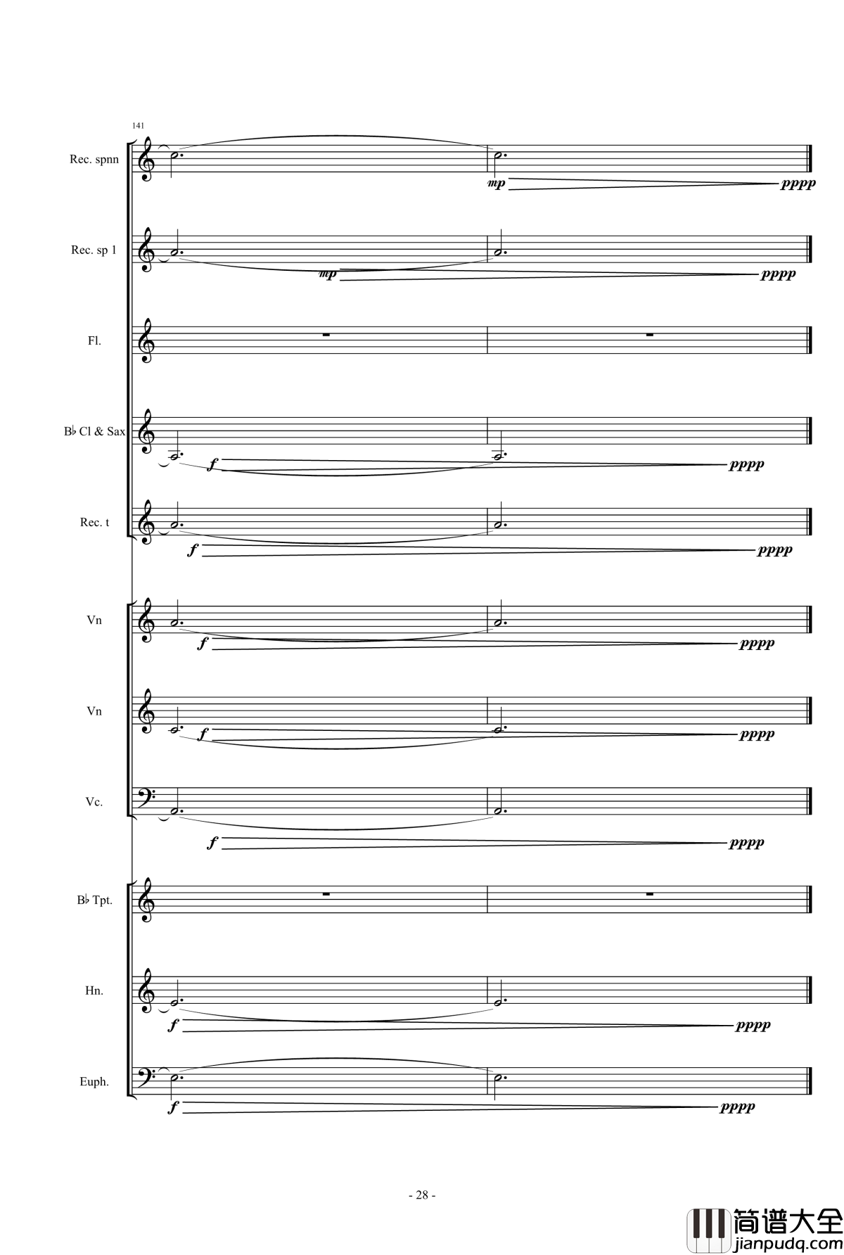 魔法少女小圓钢琴谱_營業的主題_小樂團合奏版