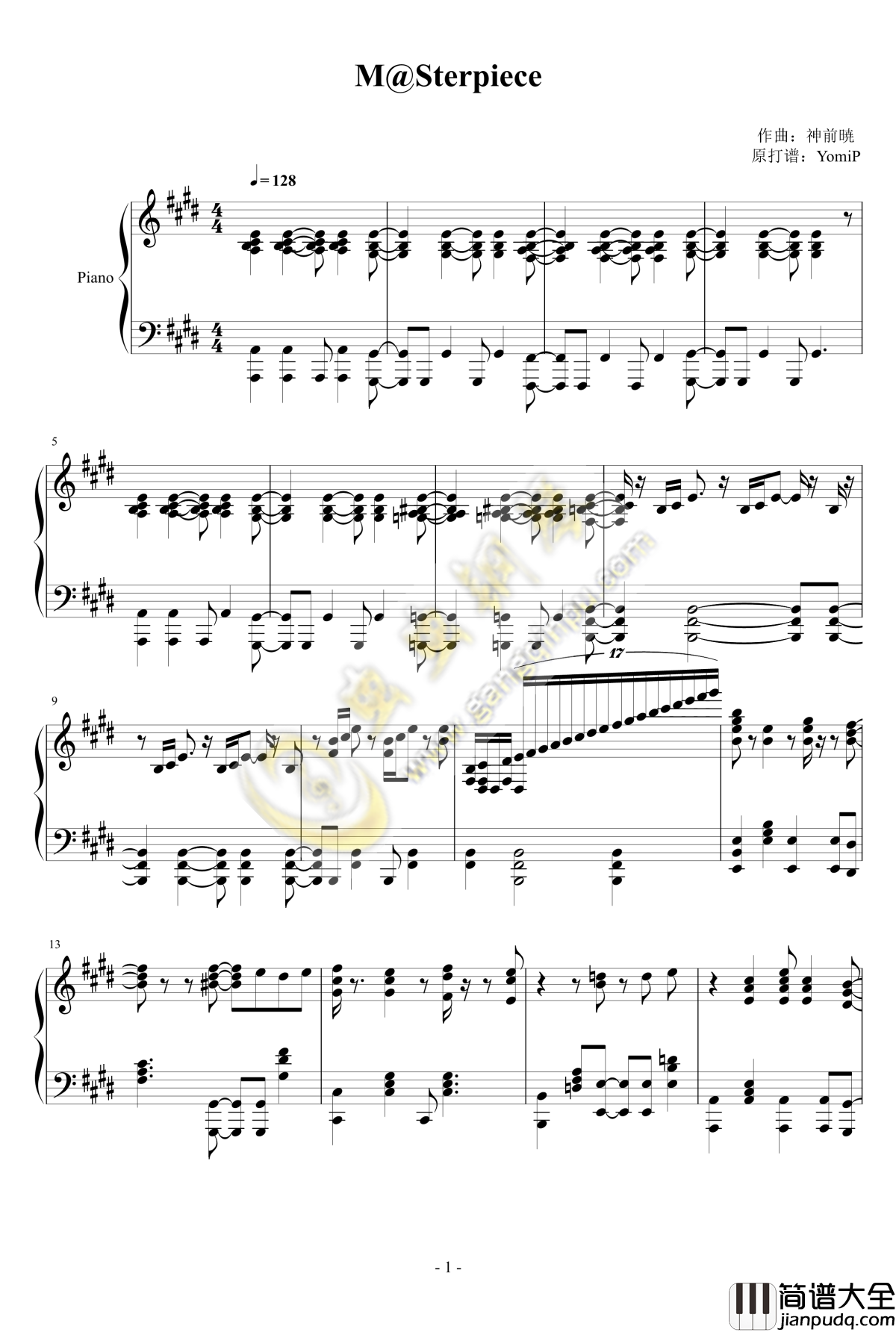 向着光辉的彼岸插曲钢琴谱_M_Sterpiece_偶像大师