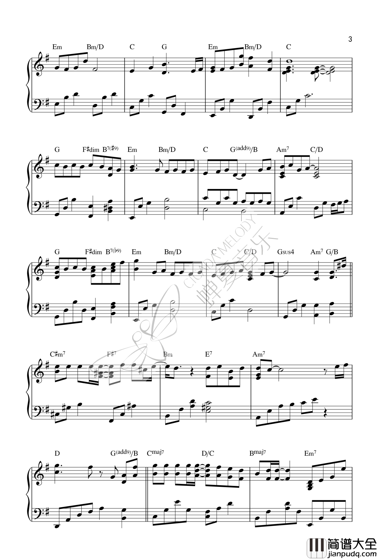 一点点钢琴谱_周杰伦