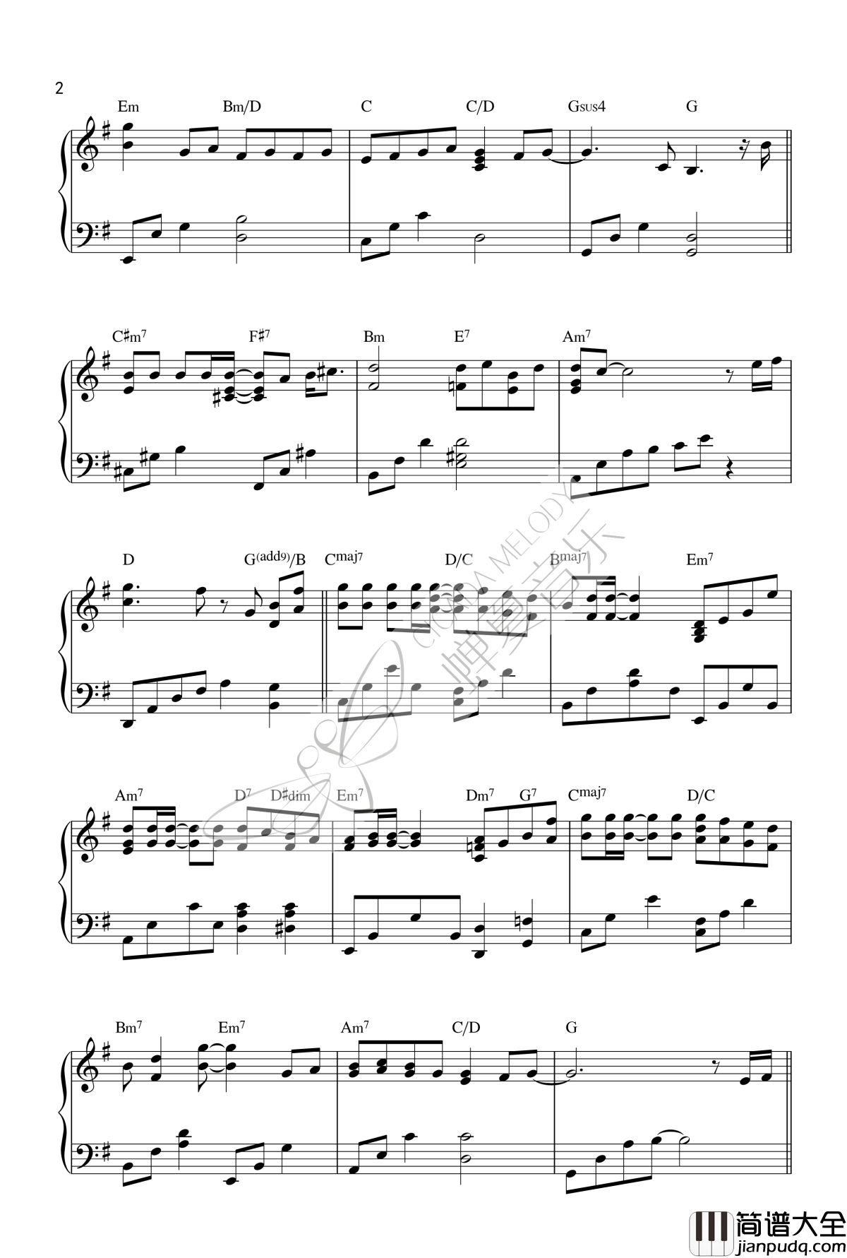 一点点钢琴谱_周杰伦