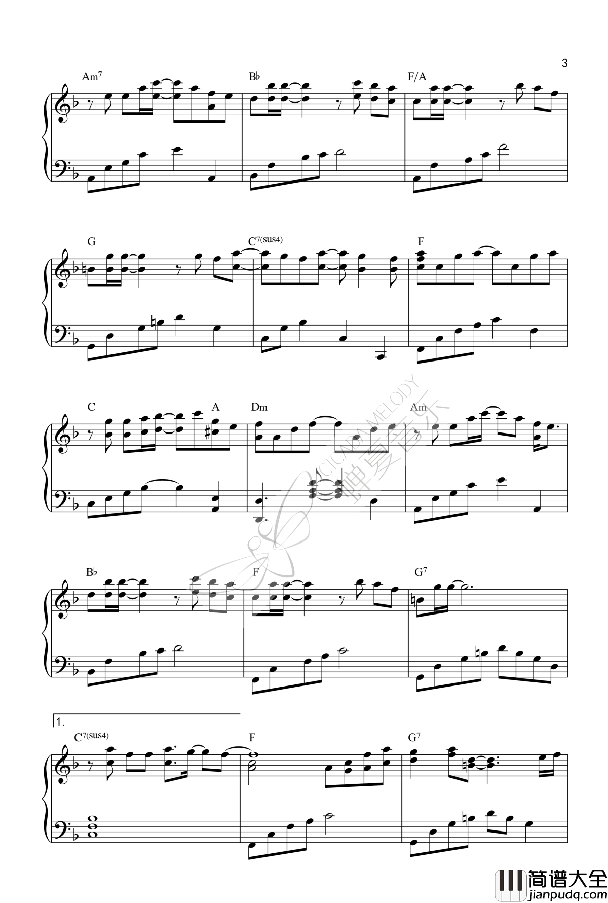 小幸运钢琴谱_田馥甄