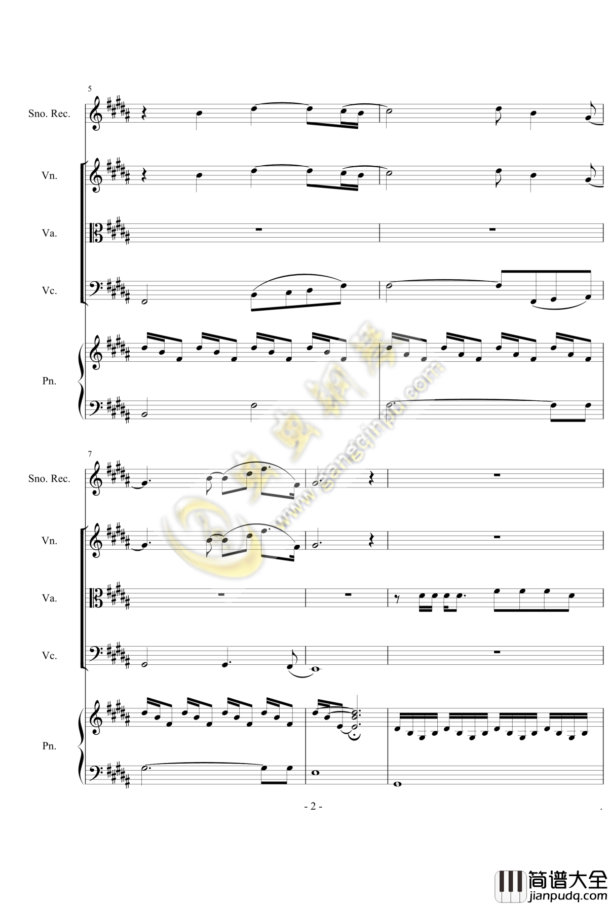 仨人钢琴谱_郭靜