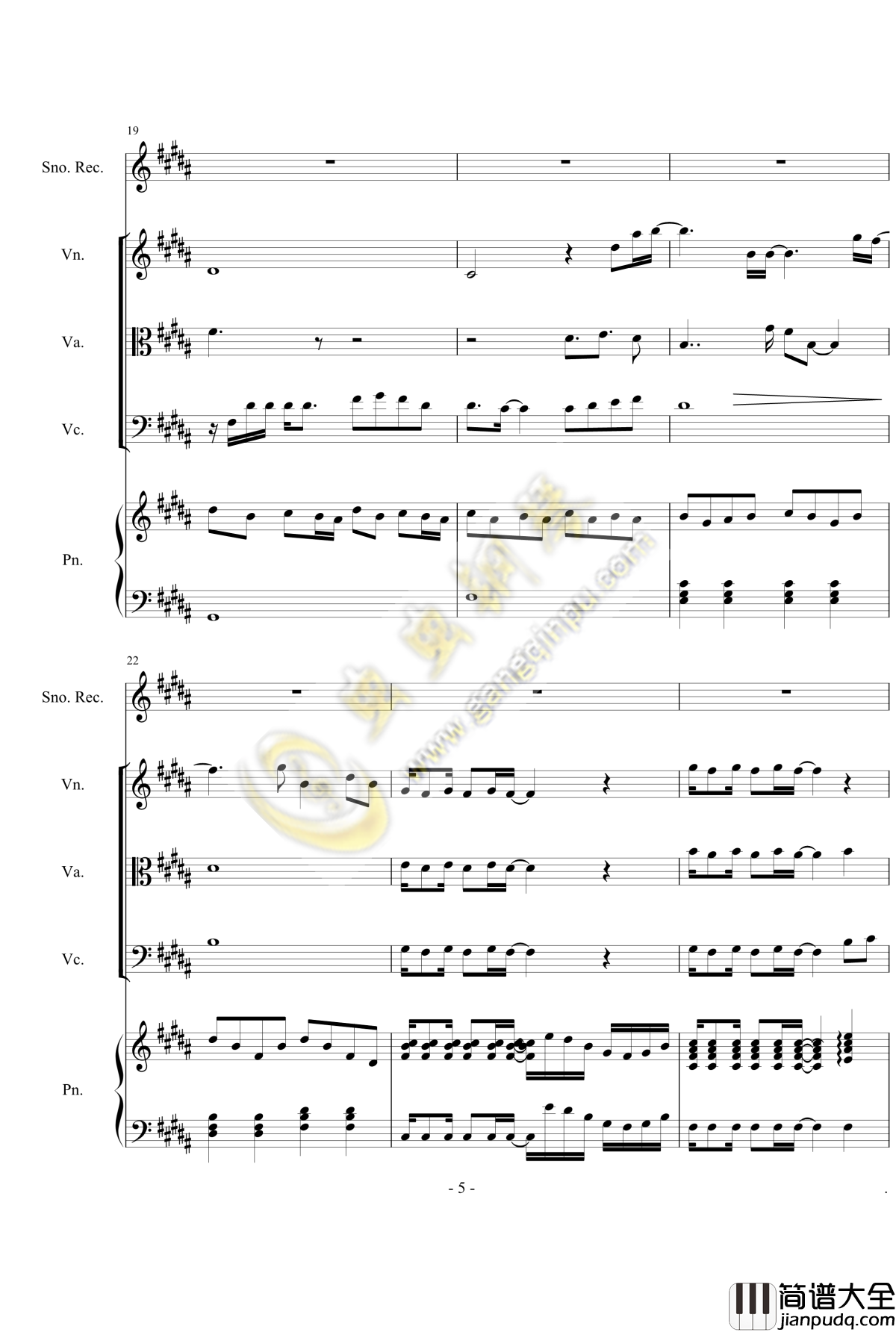 仨人钢琴谱_郭靜