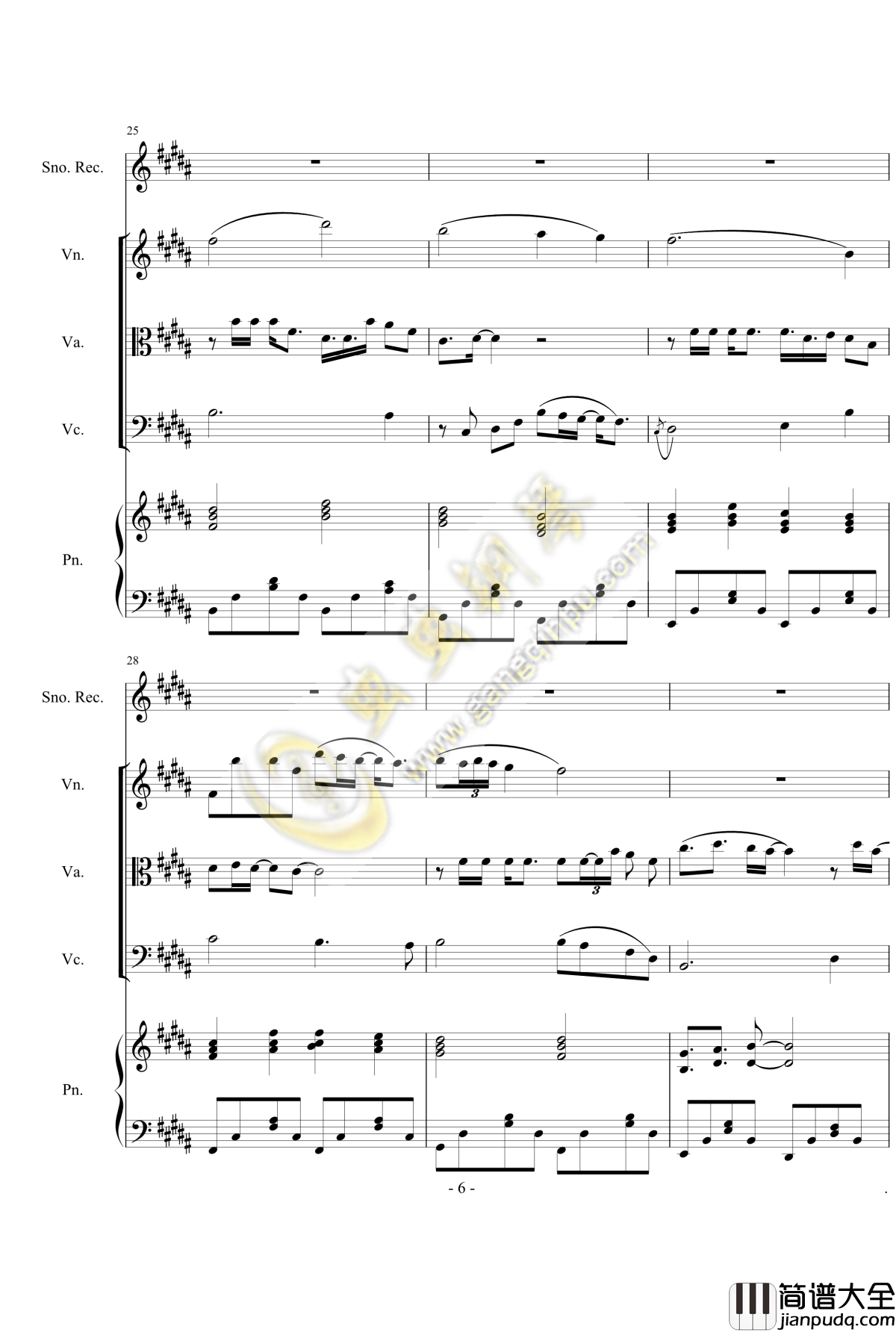 仨人钢琴谱_郭靜