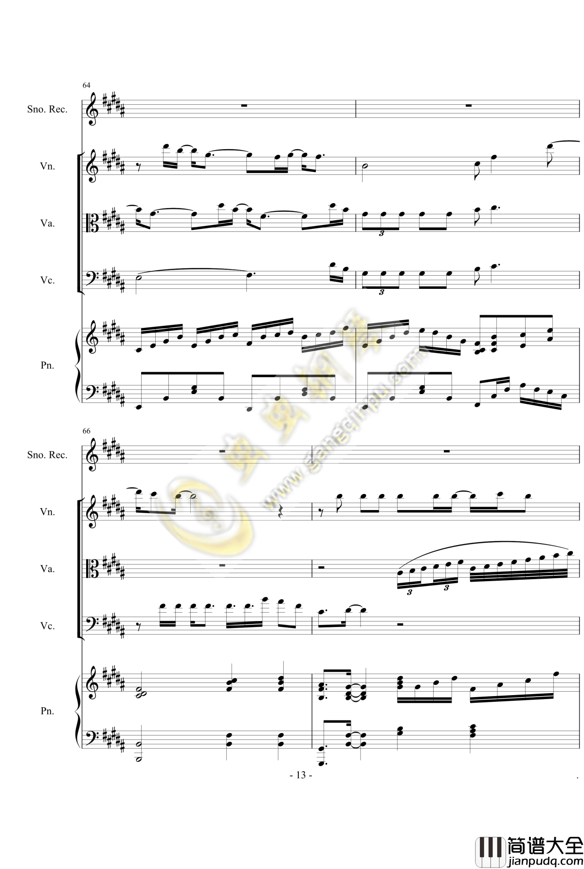 仨人钢琴谱_郭靜