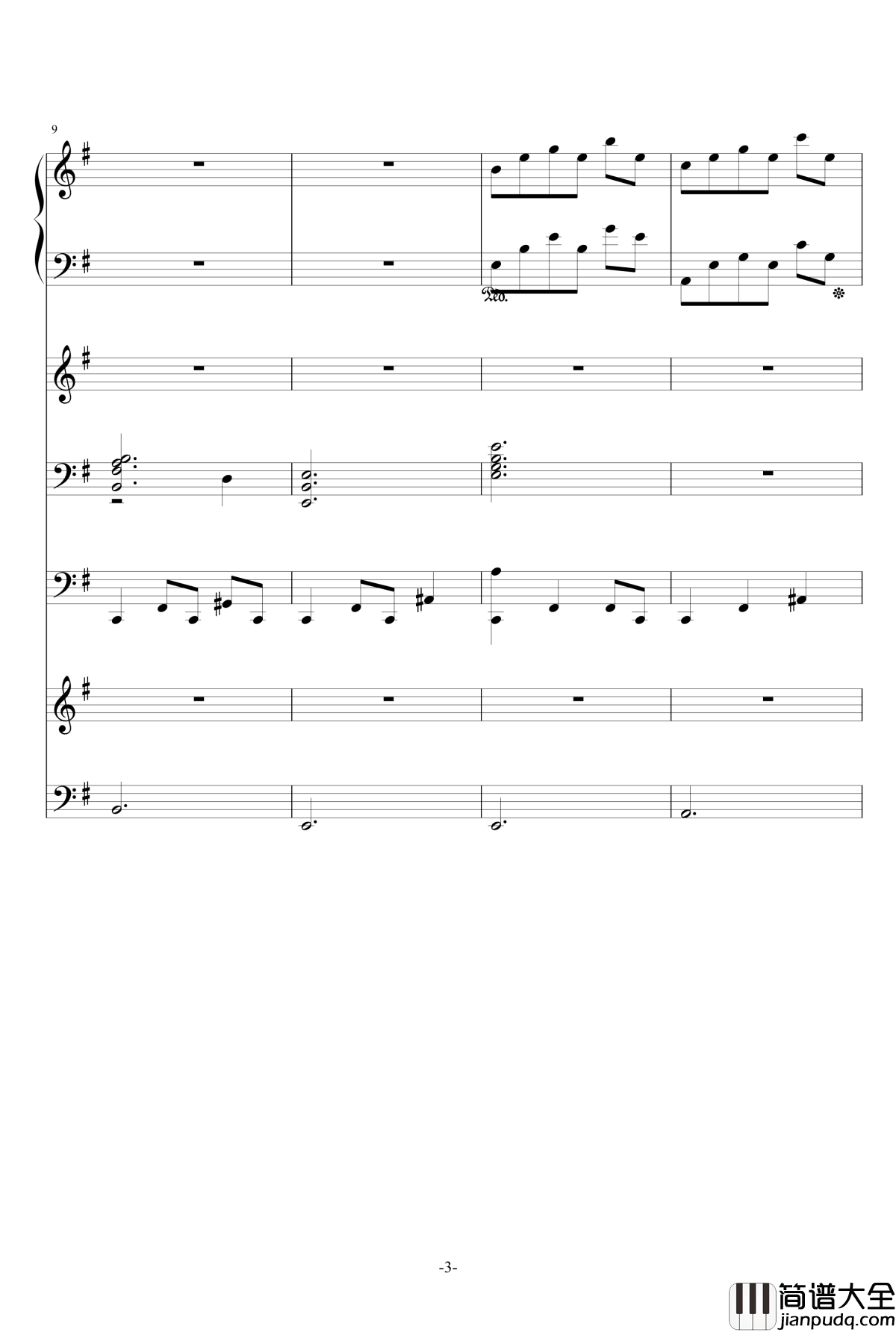 猪猪圆舞曲钢琴谱_总谱_ellocz