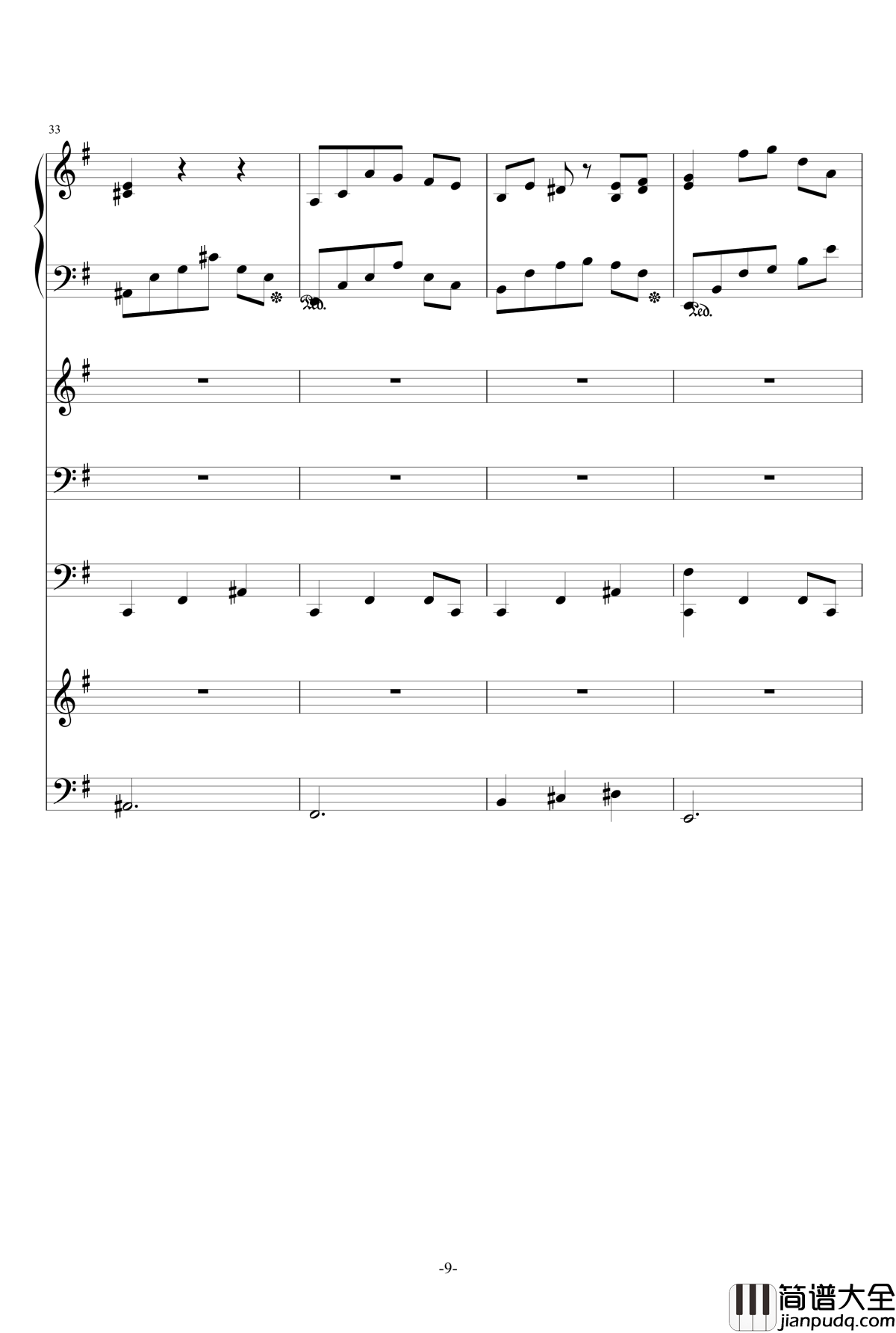 猪猪圆舞曲钢琴谱_总谱_ellocz