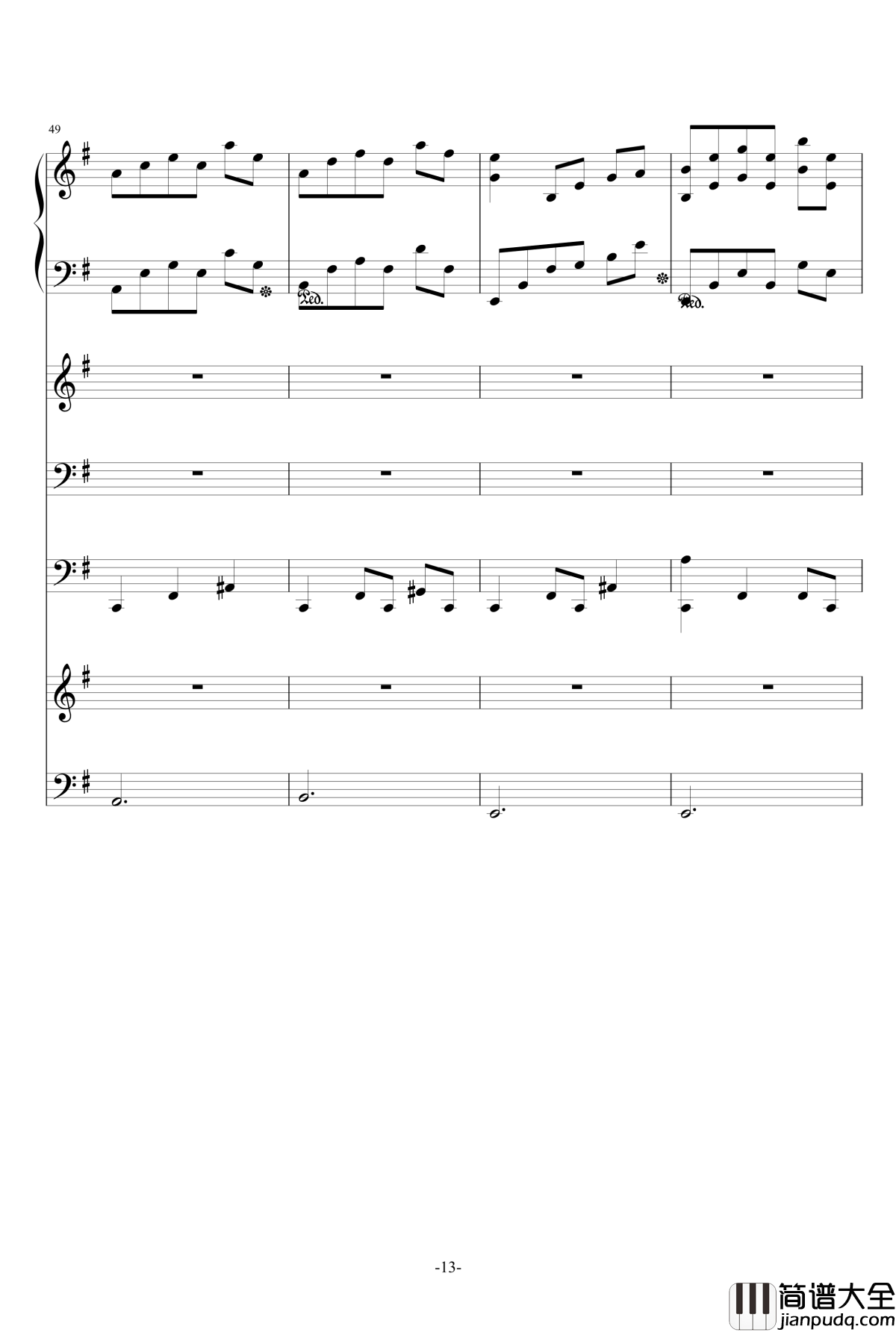 猪猪圆舞曲钢琴谱_总谱_ellocz