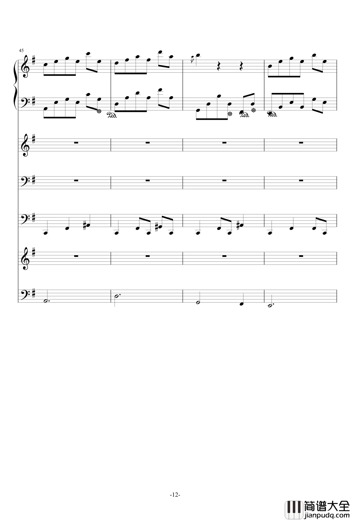 猪猪圆舞曲钢琴谱_总谱_ellocz