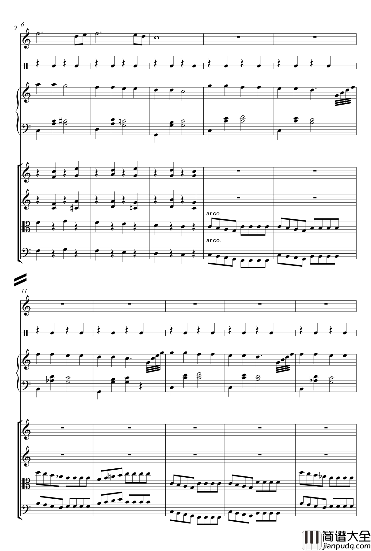 小星星弦乐钢琴谱_莫扎特