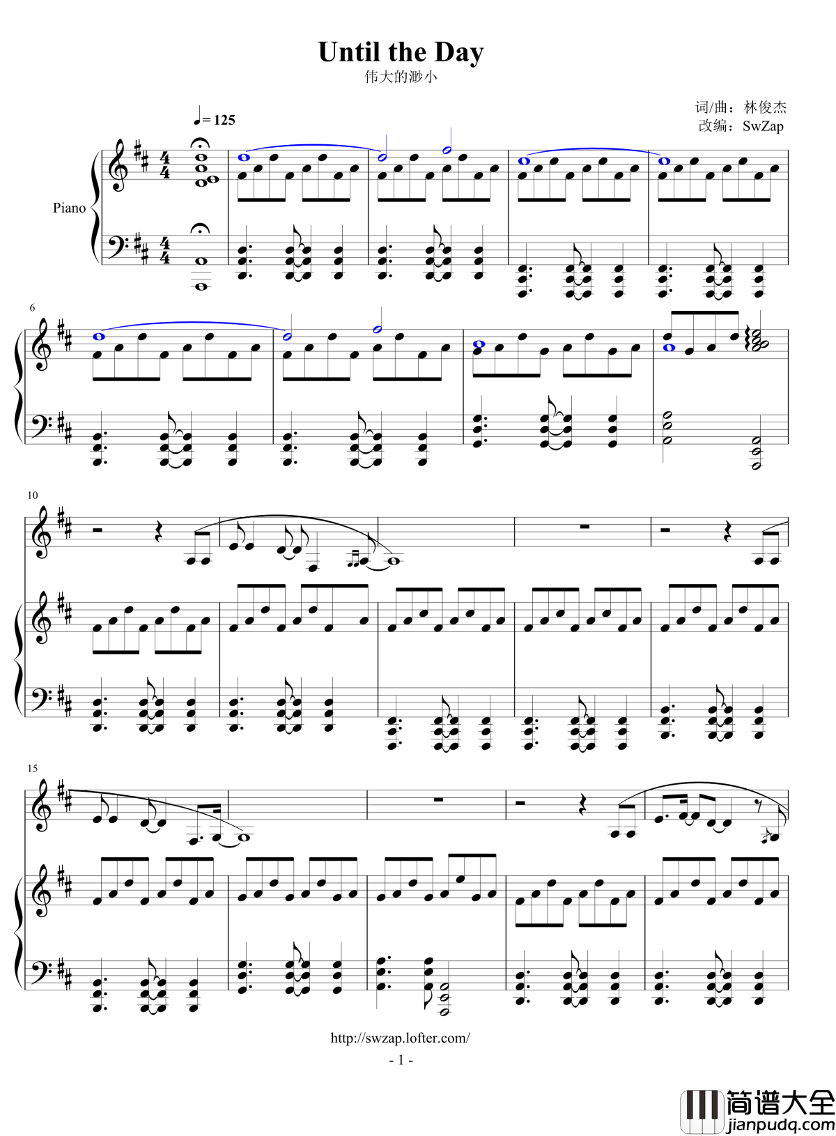 Until_The_Day钢琴谱__伟大的渺小_英文版_林俊杰