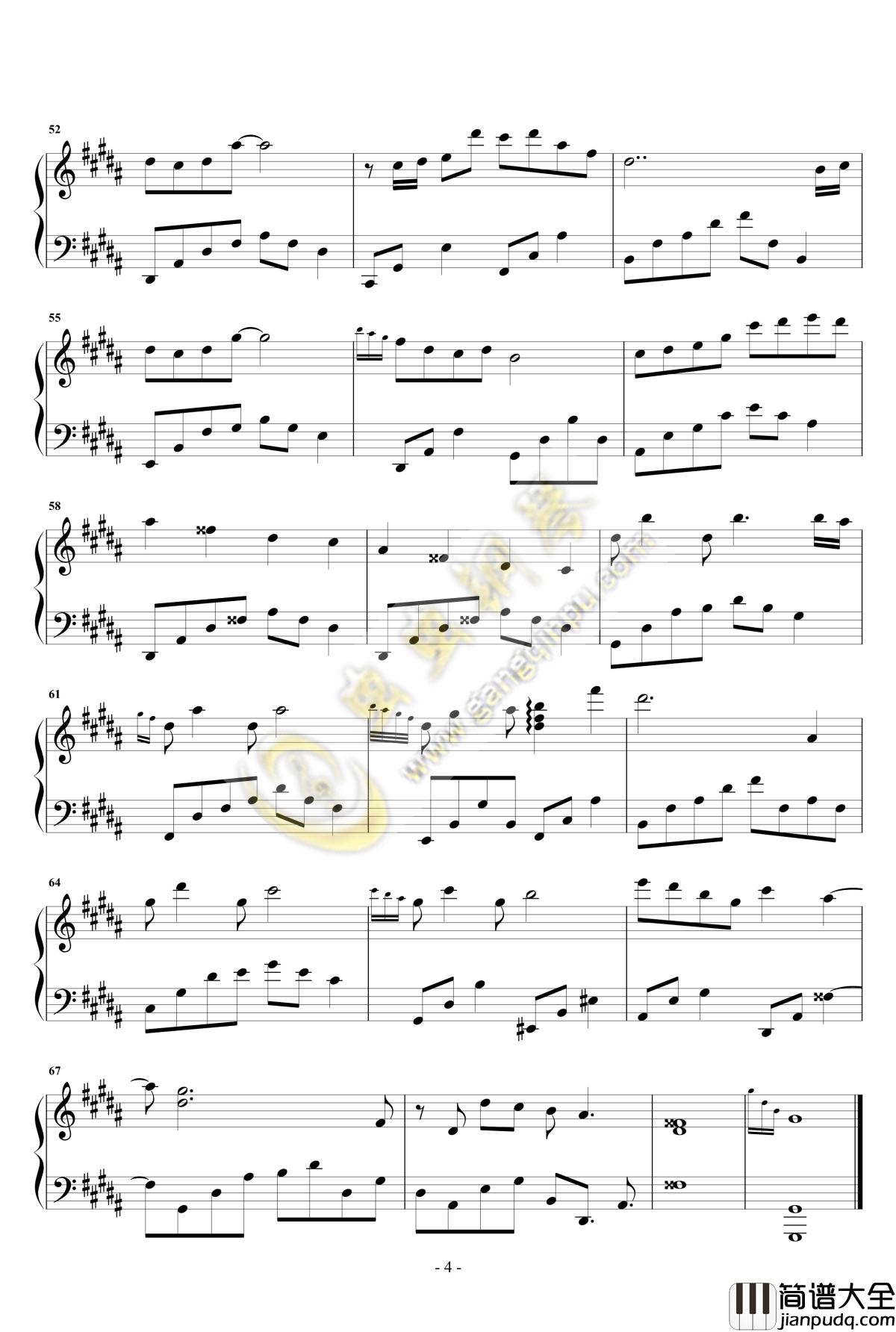 她的悲伤钢琴谱_夜的钢琴曲IV_石进