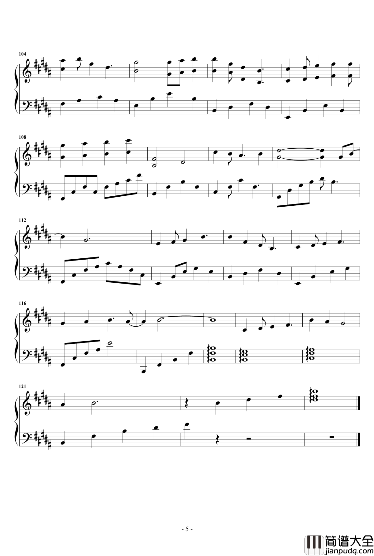 是梦吧钢琴谱_原调完整版_胡一天