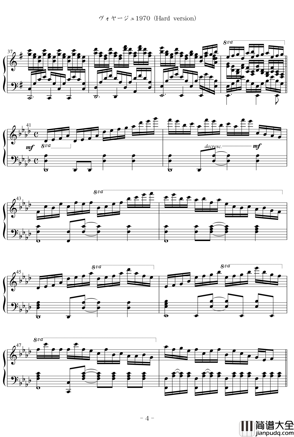 Voyage_1970钢琴谱_东方永夜抄_东方project