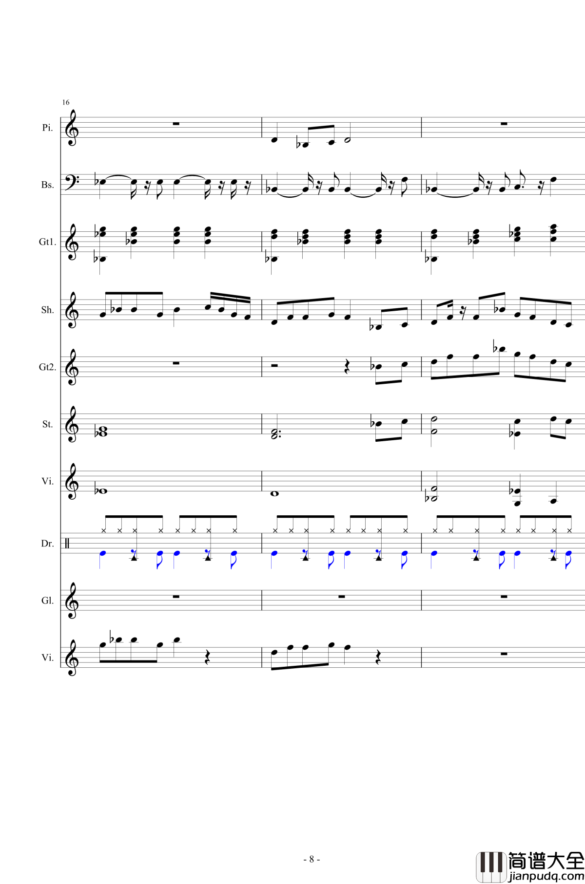 北国之春钢琴谱_总谱_邓丽君