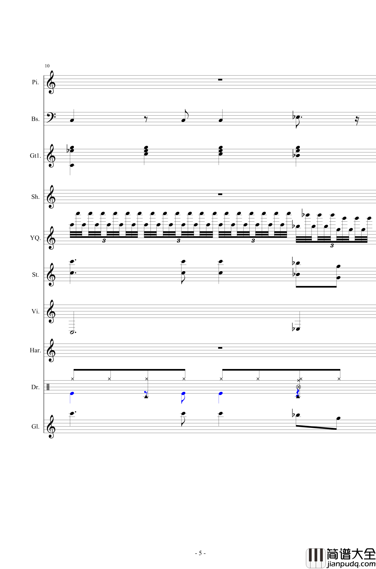 北国之春钢琴谱_总谱_邓丽君