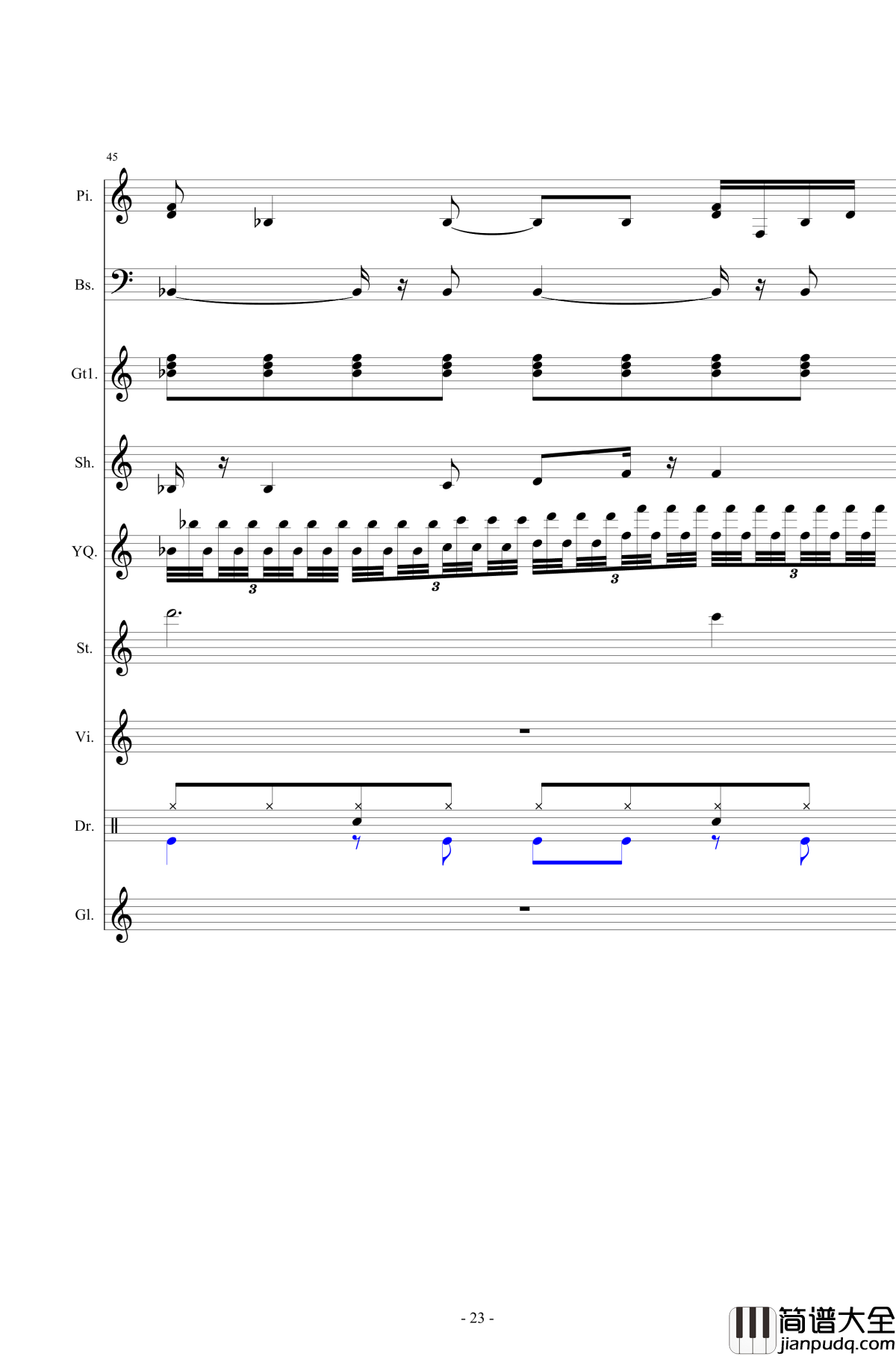 北国之春钢琴谱_总谱_邓丽君