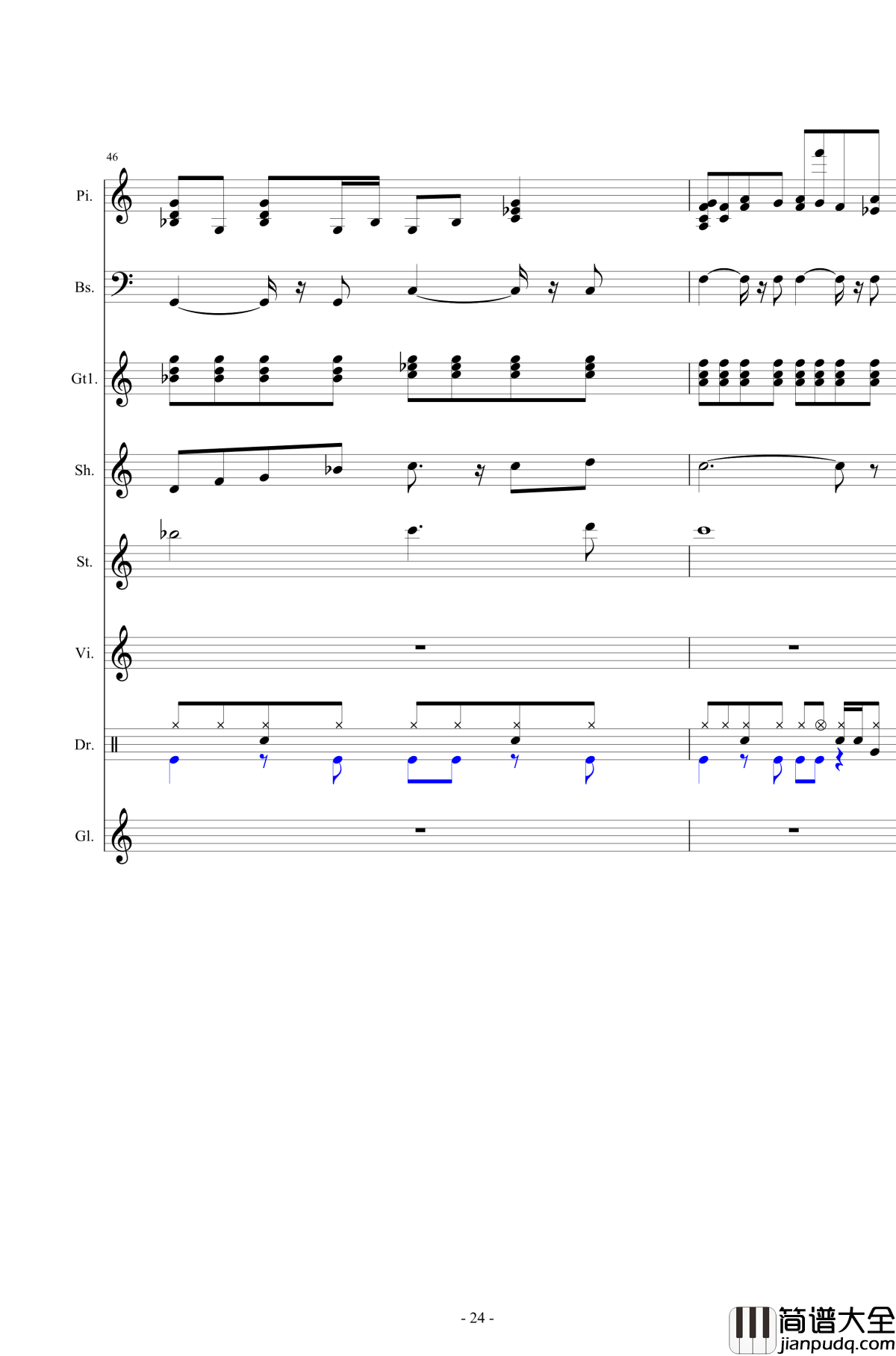 北国之春钢琴谱_总谱_邓丽君