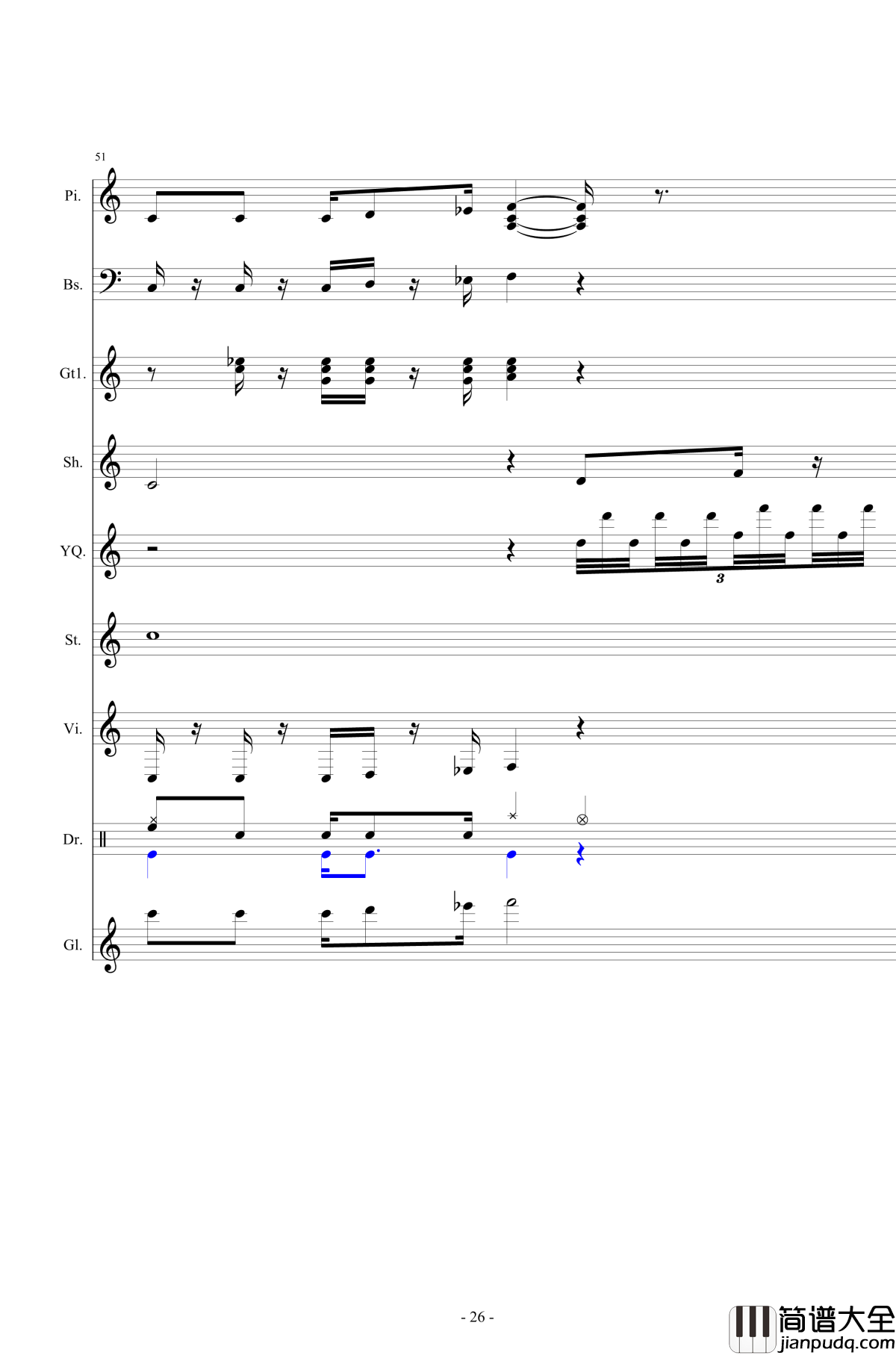 北国之春钢琴谱_总谱_邓丽君