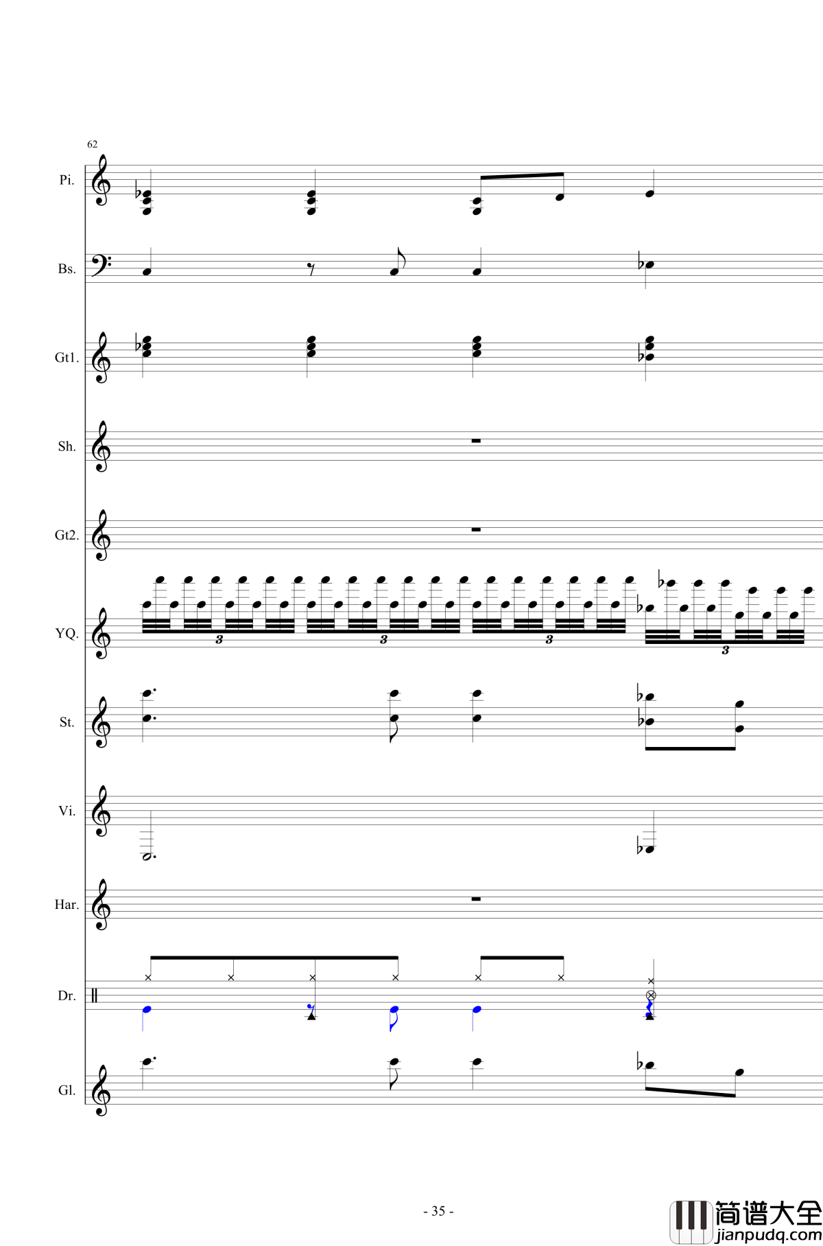 北国之春钢琴谱_总谱_邓丽君