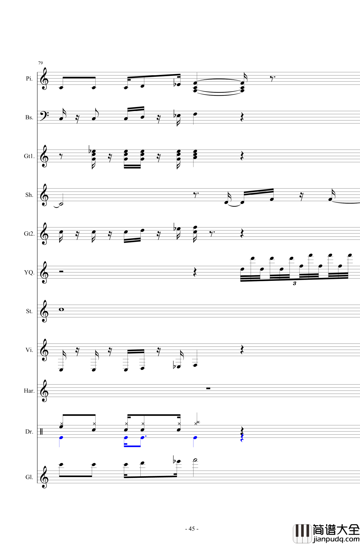 北国之春钢琴谱_总谱_邓丽君