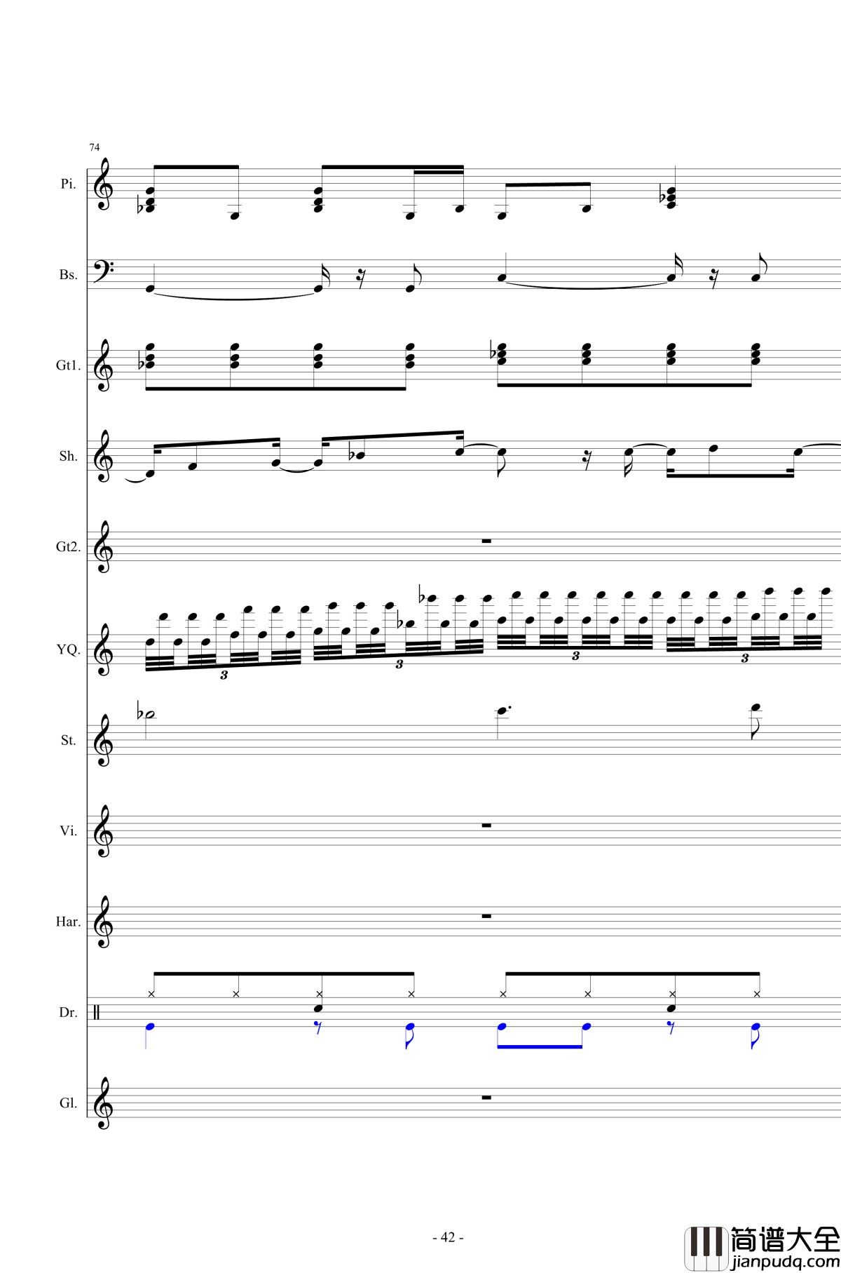 北国之春钢琴谱_总谱_邓丽君