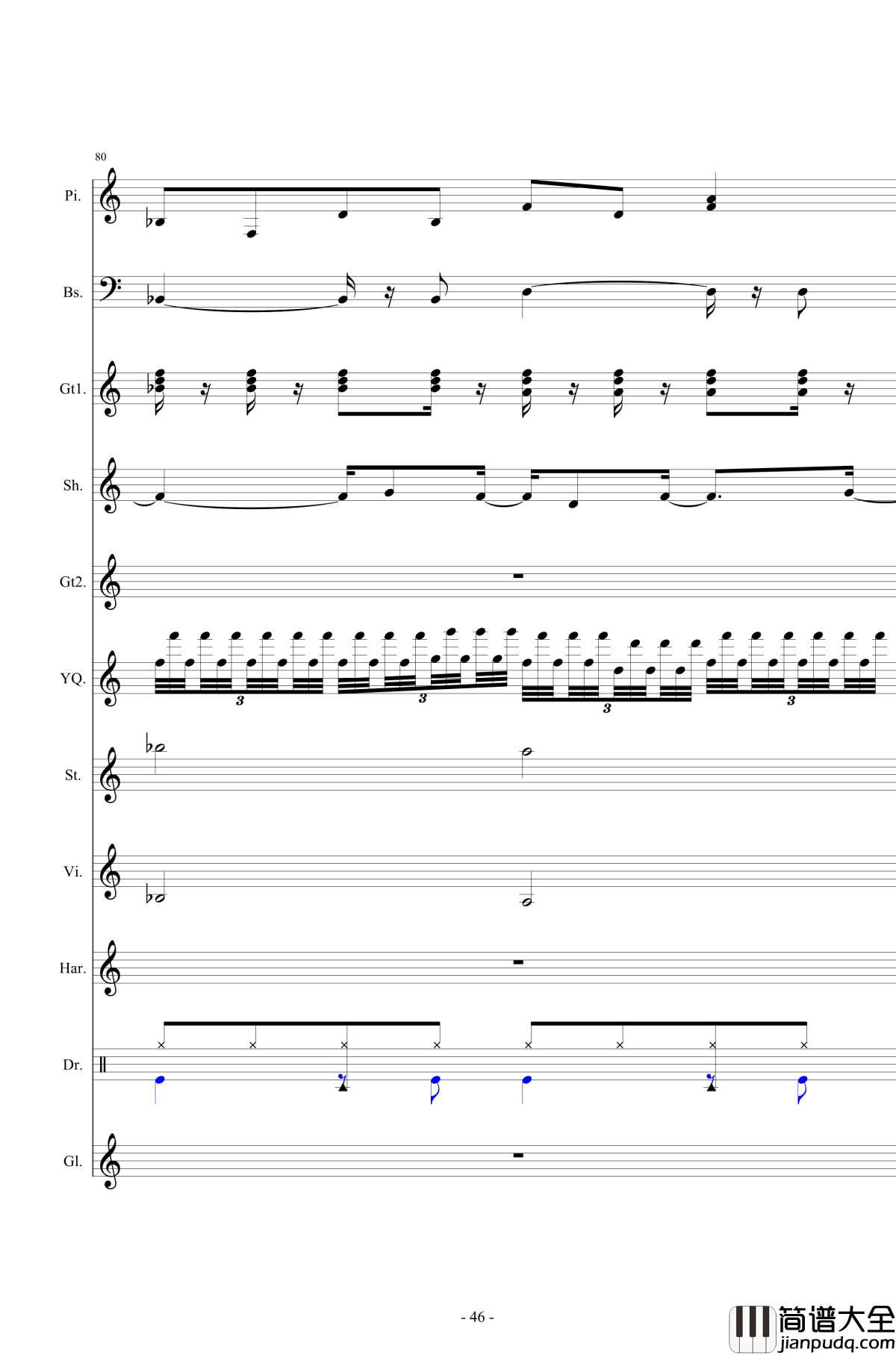 北国之春钢琴谱_总谱_邓丽君